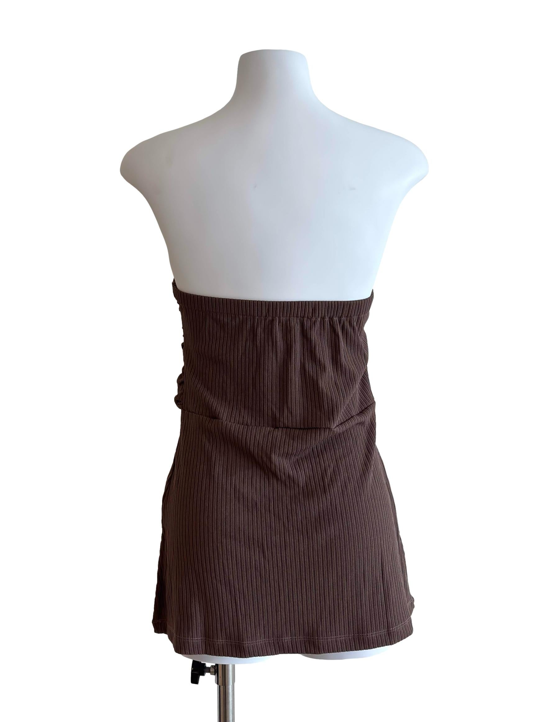 Coffee Brown Strapless Top