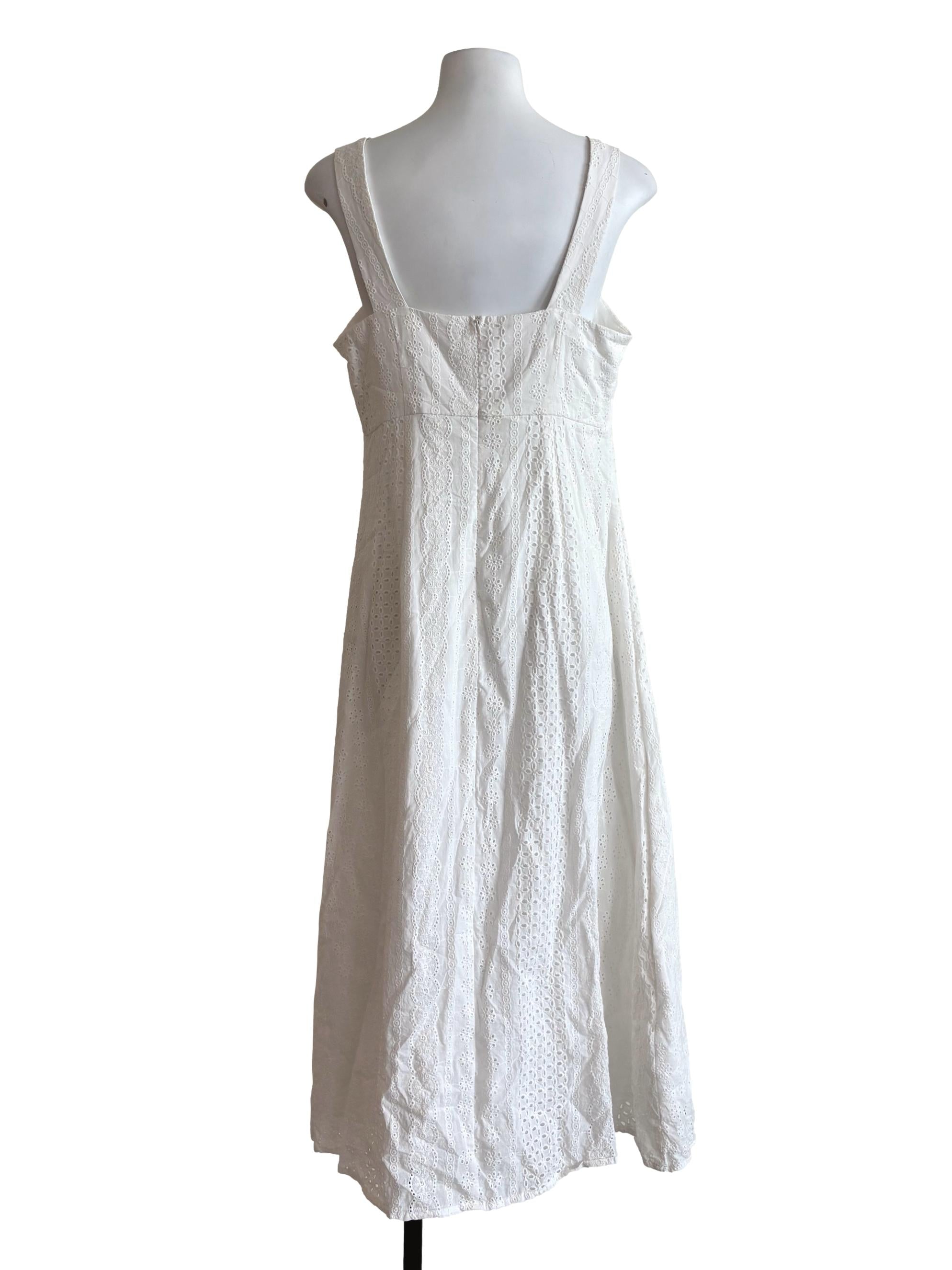 Powder White Apron Eyelet Dress
