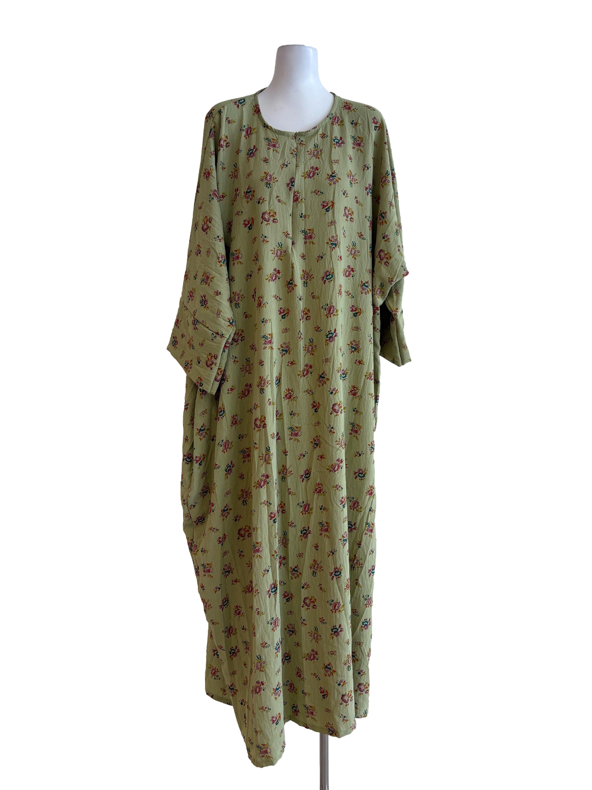 Sage Green Floral Batwing Dress