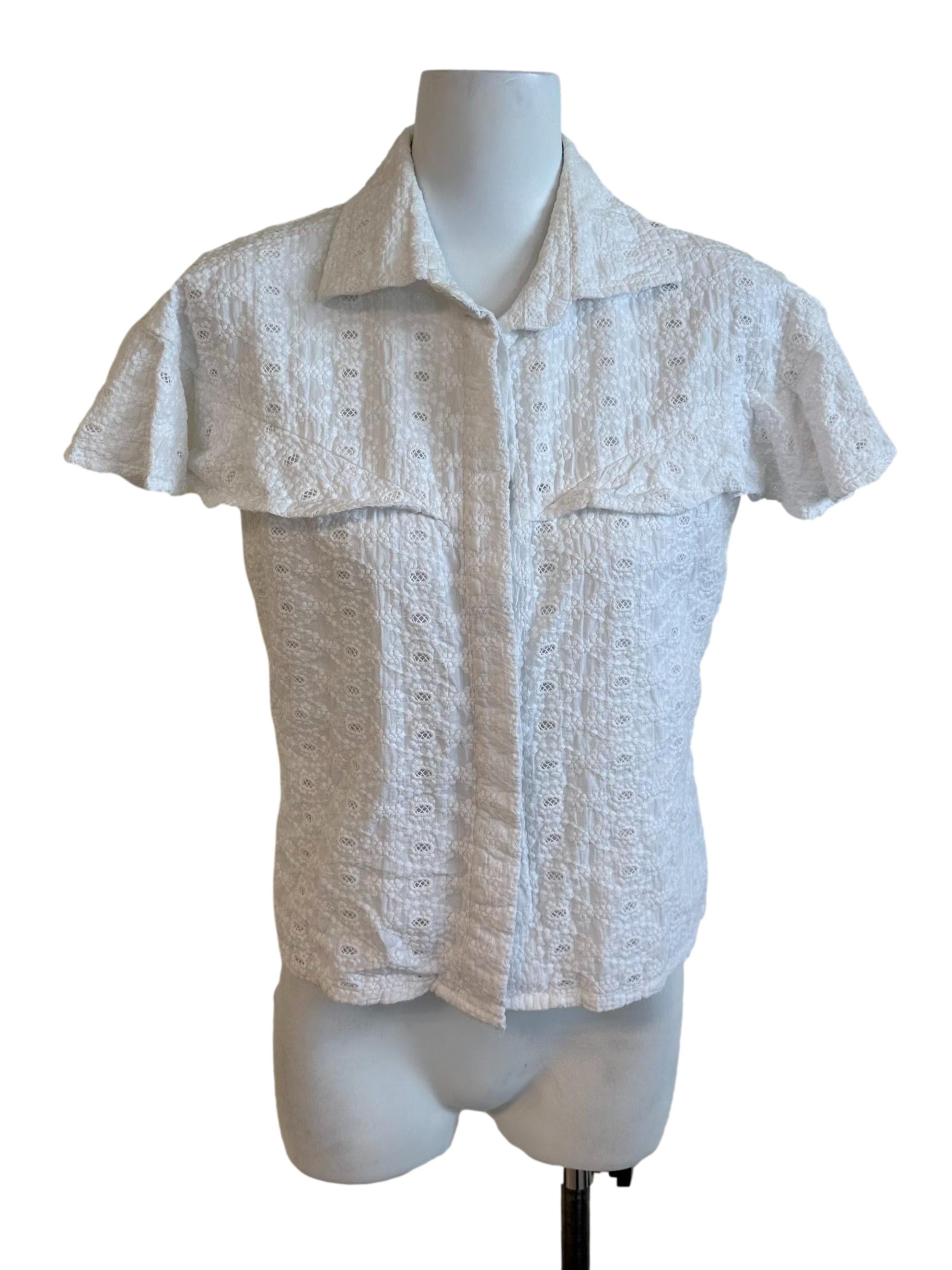 Ivory White Embroidery Textured Top