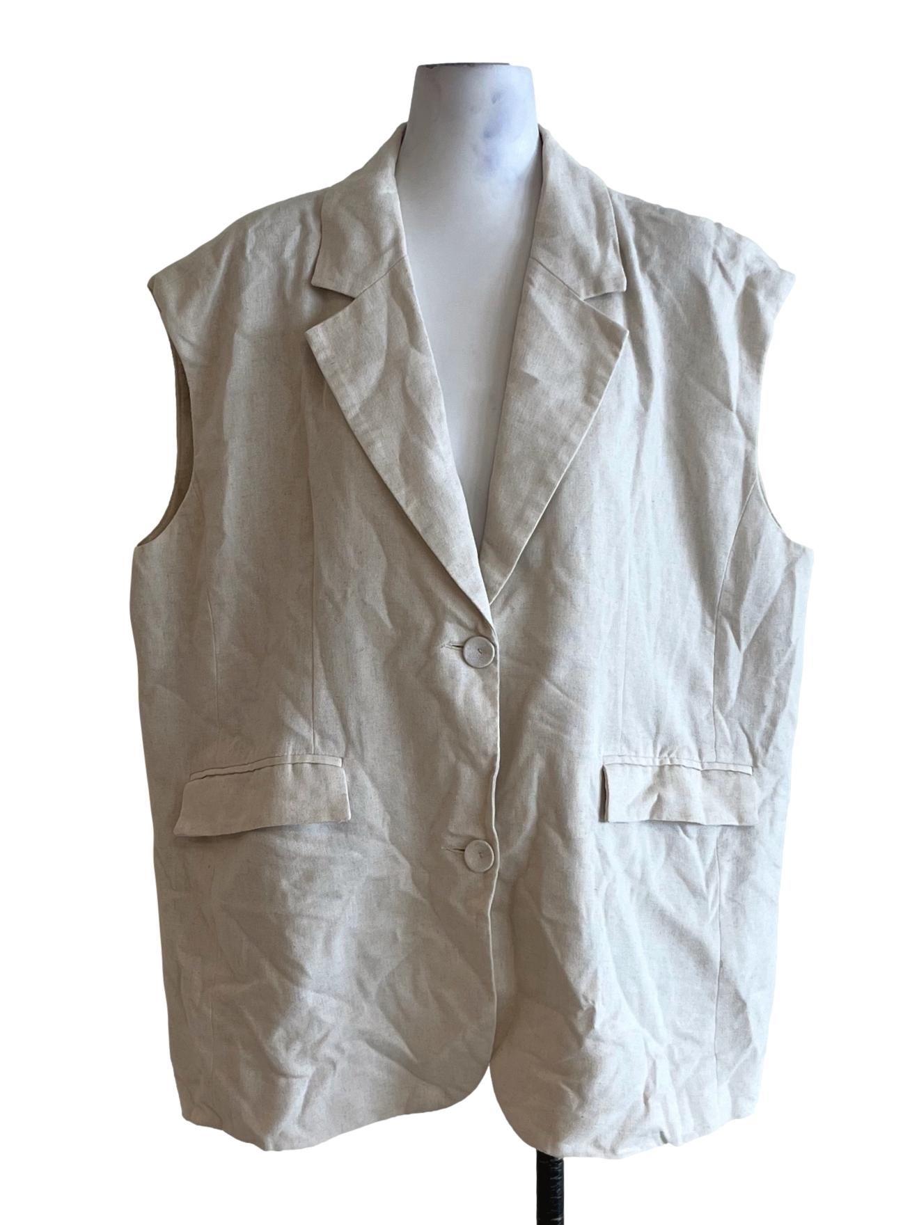 Beige Notched Neckline Vest TCL