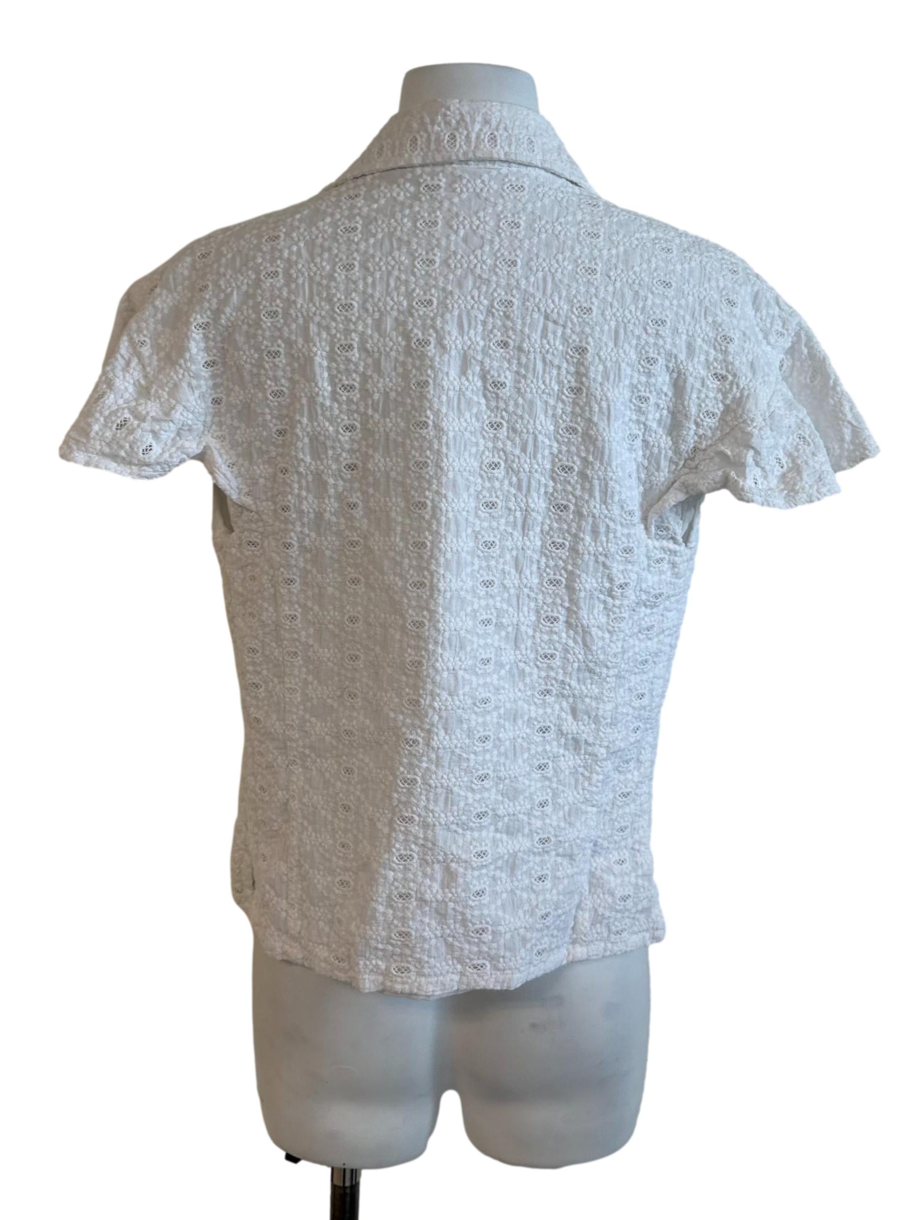 Ivory White Embroidery Textured Top