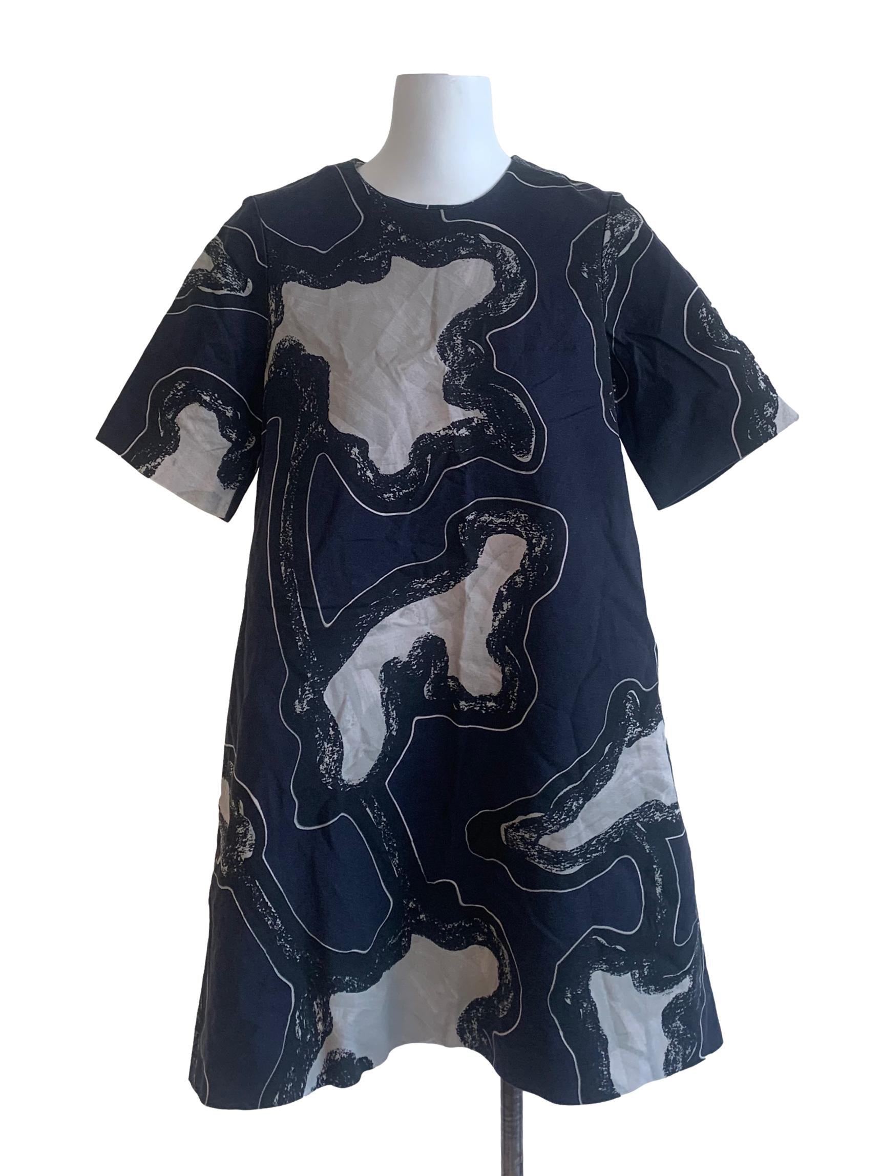 Slate Grey Pattern Trapezoid Dress