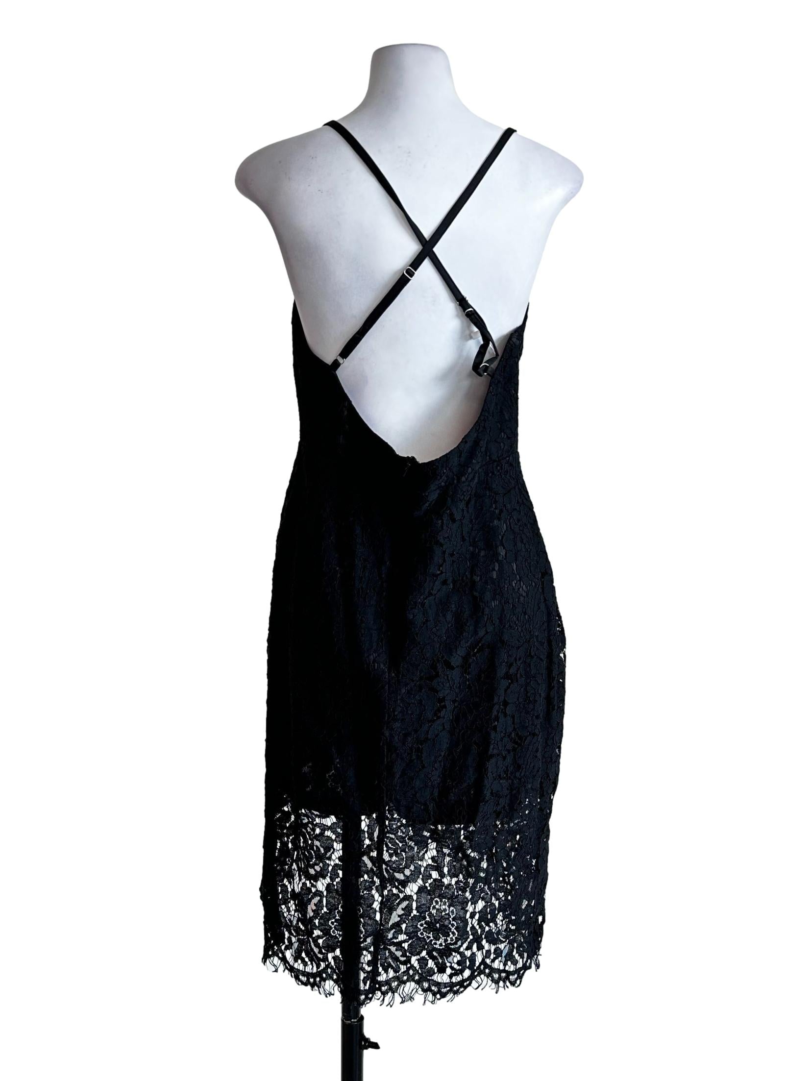 Black Lace Pattern Mini Dress