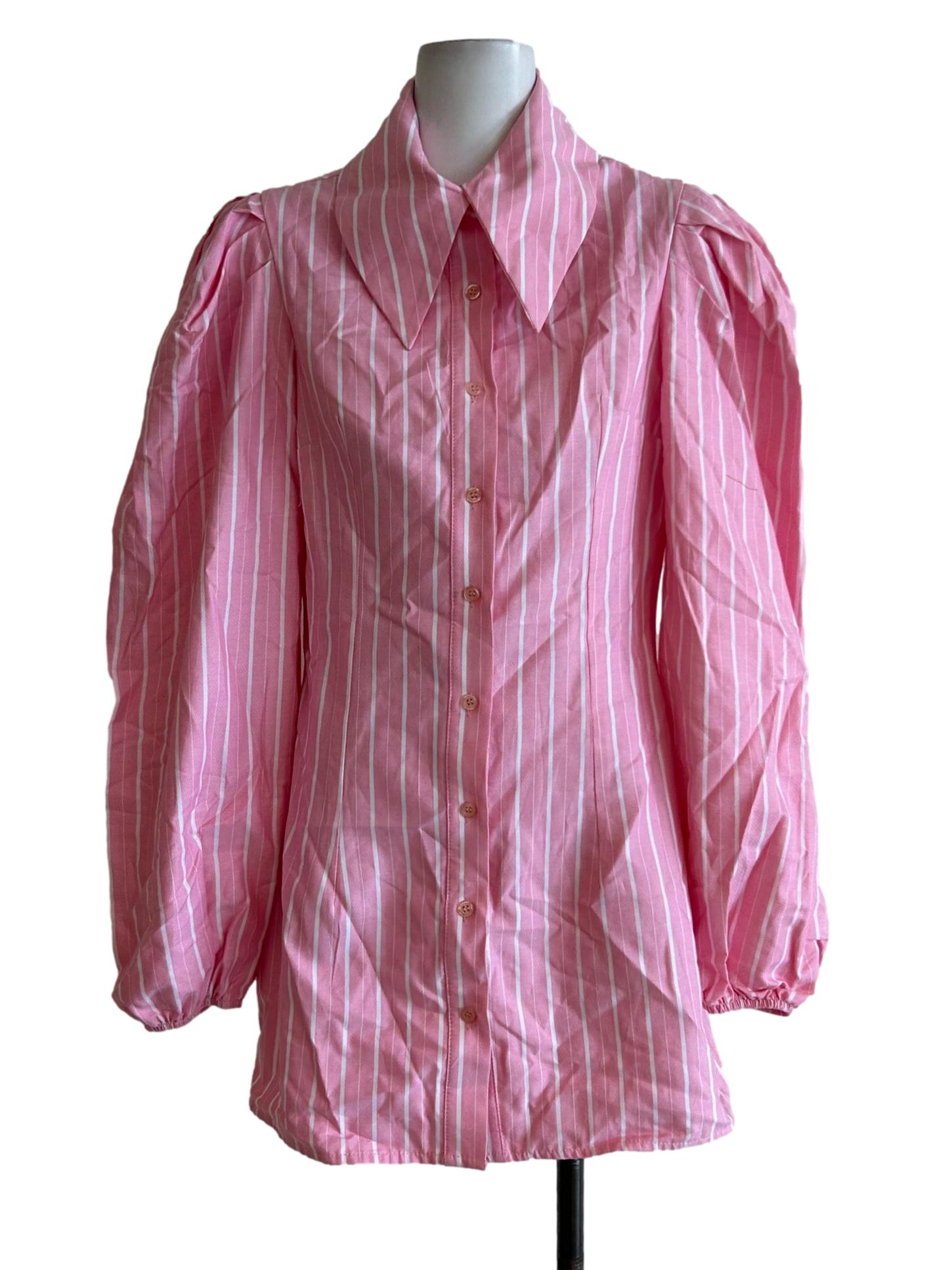 Pink And White Stripes Shirt Dress