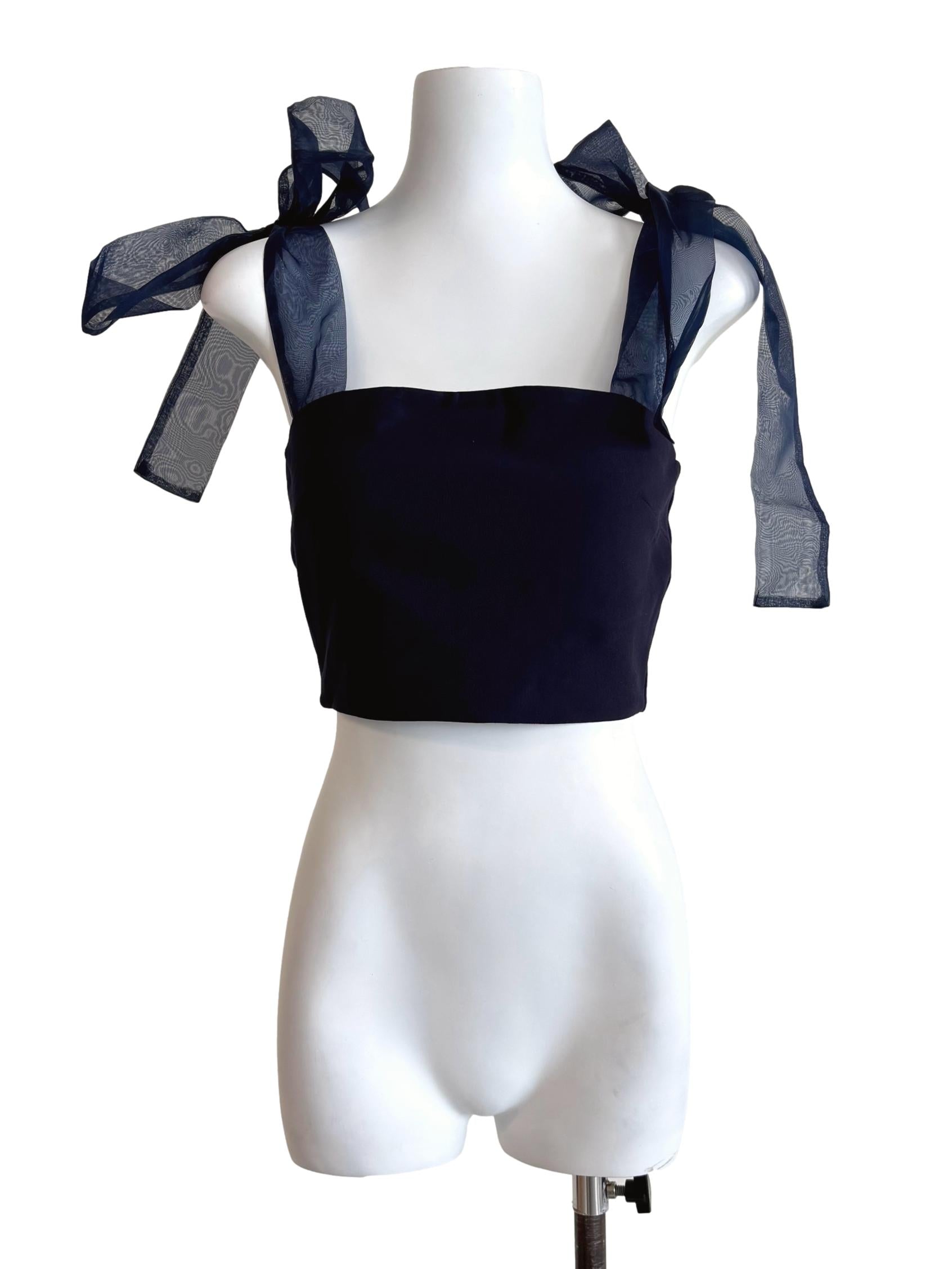 Midnight Blue Ribbon Strap Tube Top