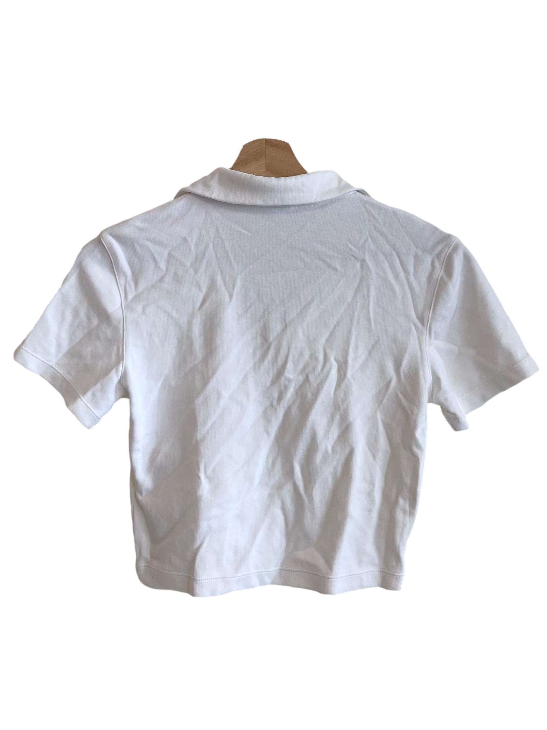 White Logo Collar Crop Top