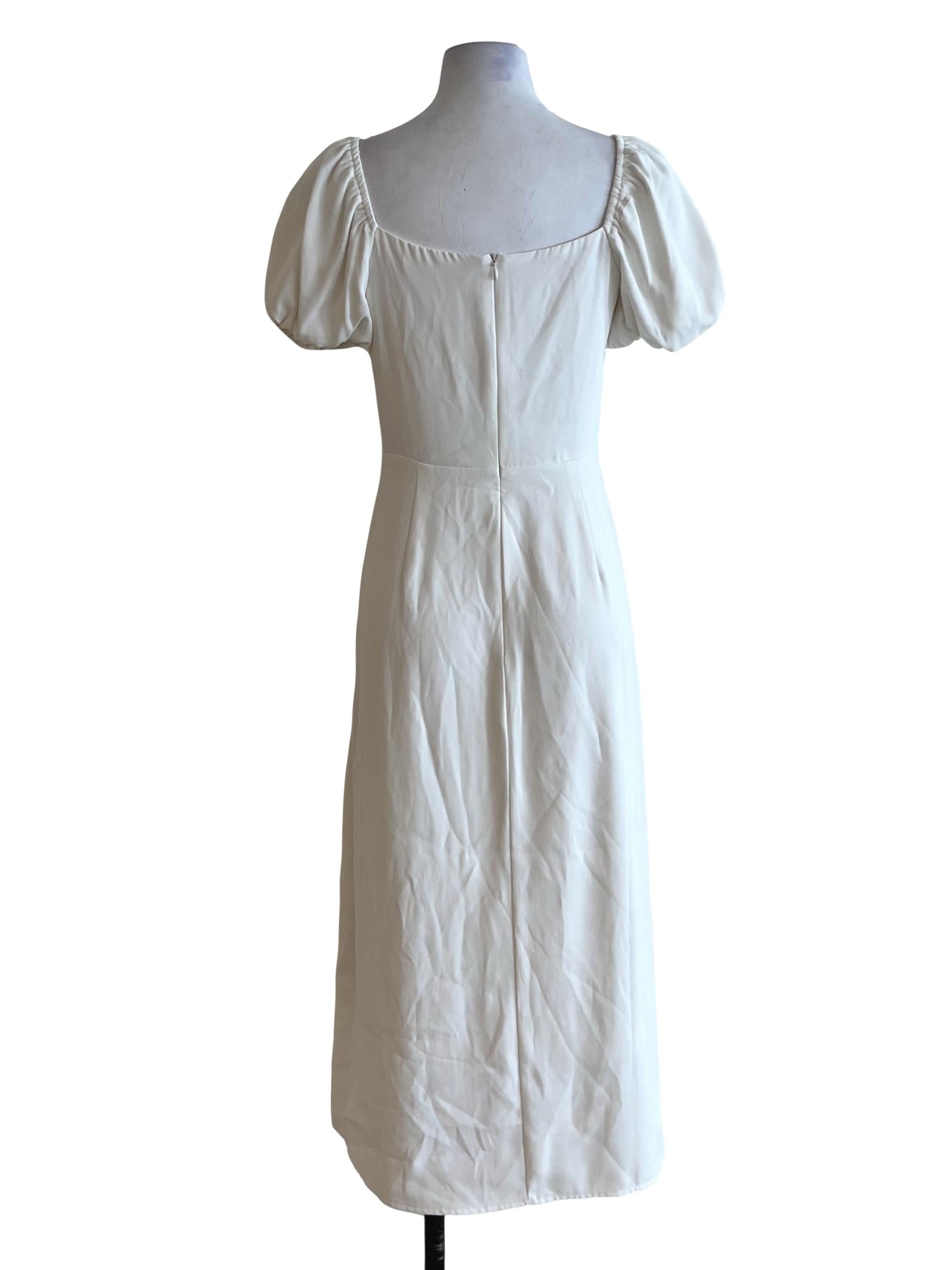 White Square Neckline Empire Dress