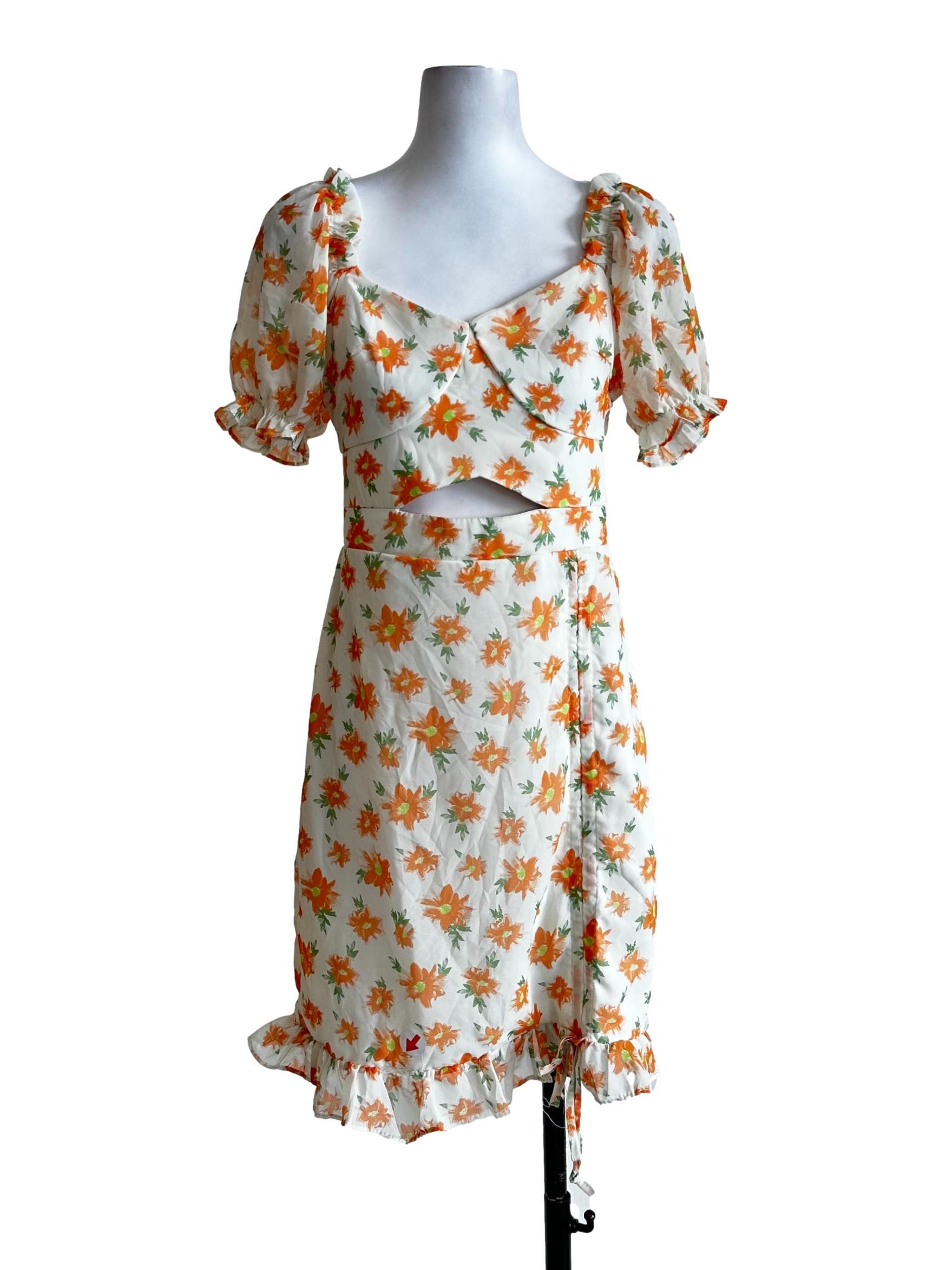 Light Yellow Flowers Pattern Dress