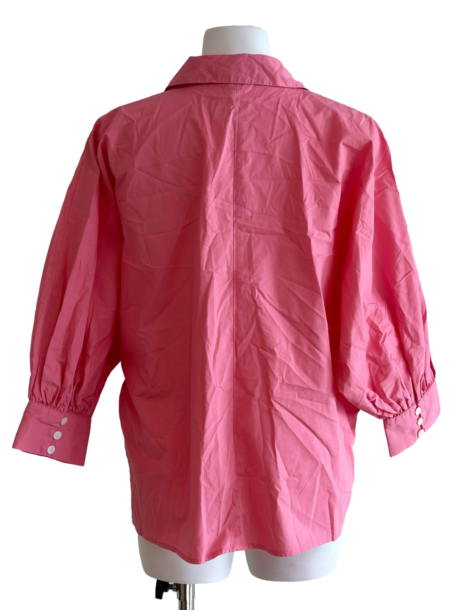Strawberry Pink Batwing Collared Shirt
