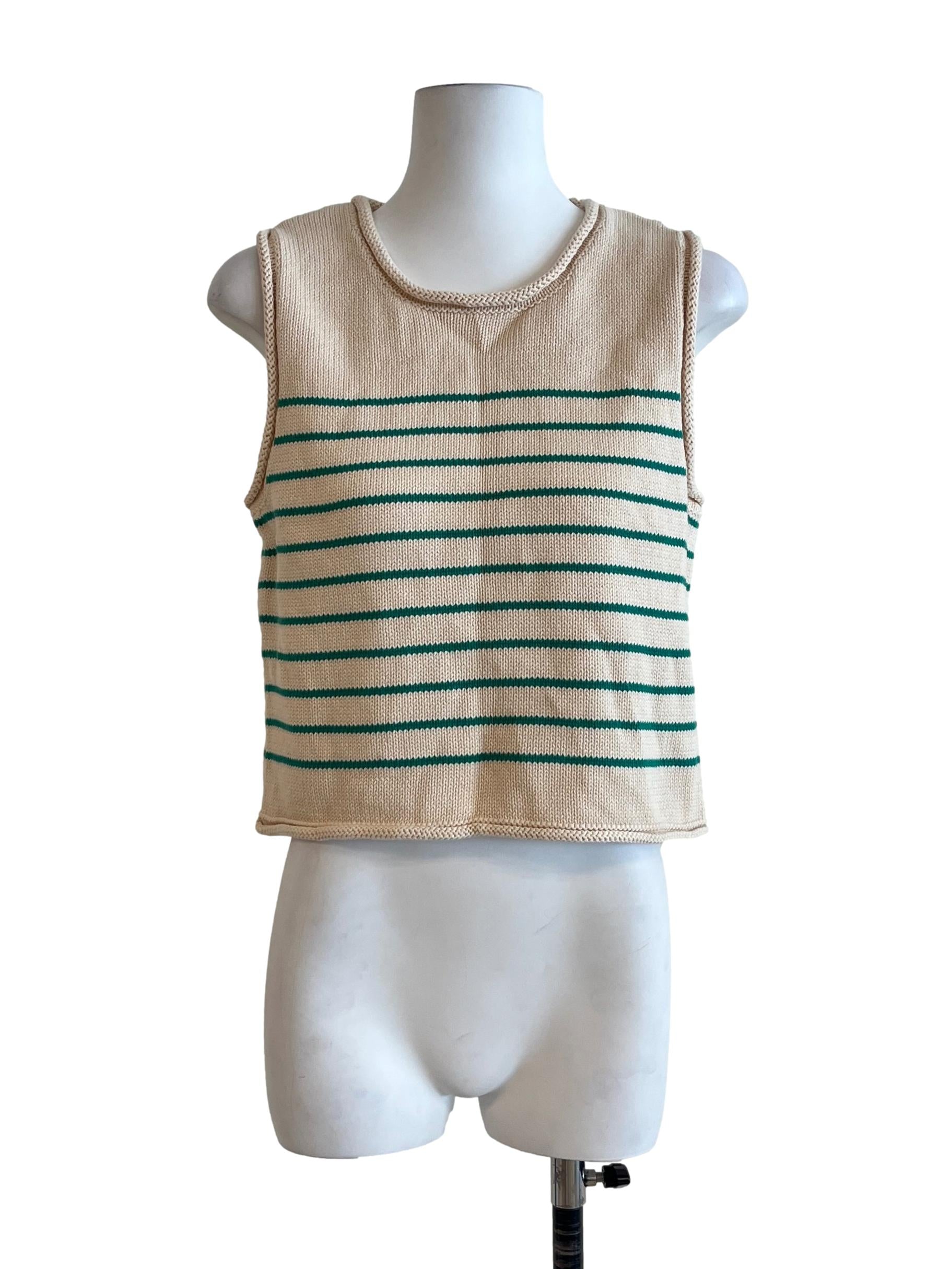 Linen White Round Neck Sleeveless Top
