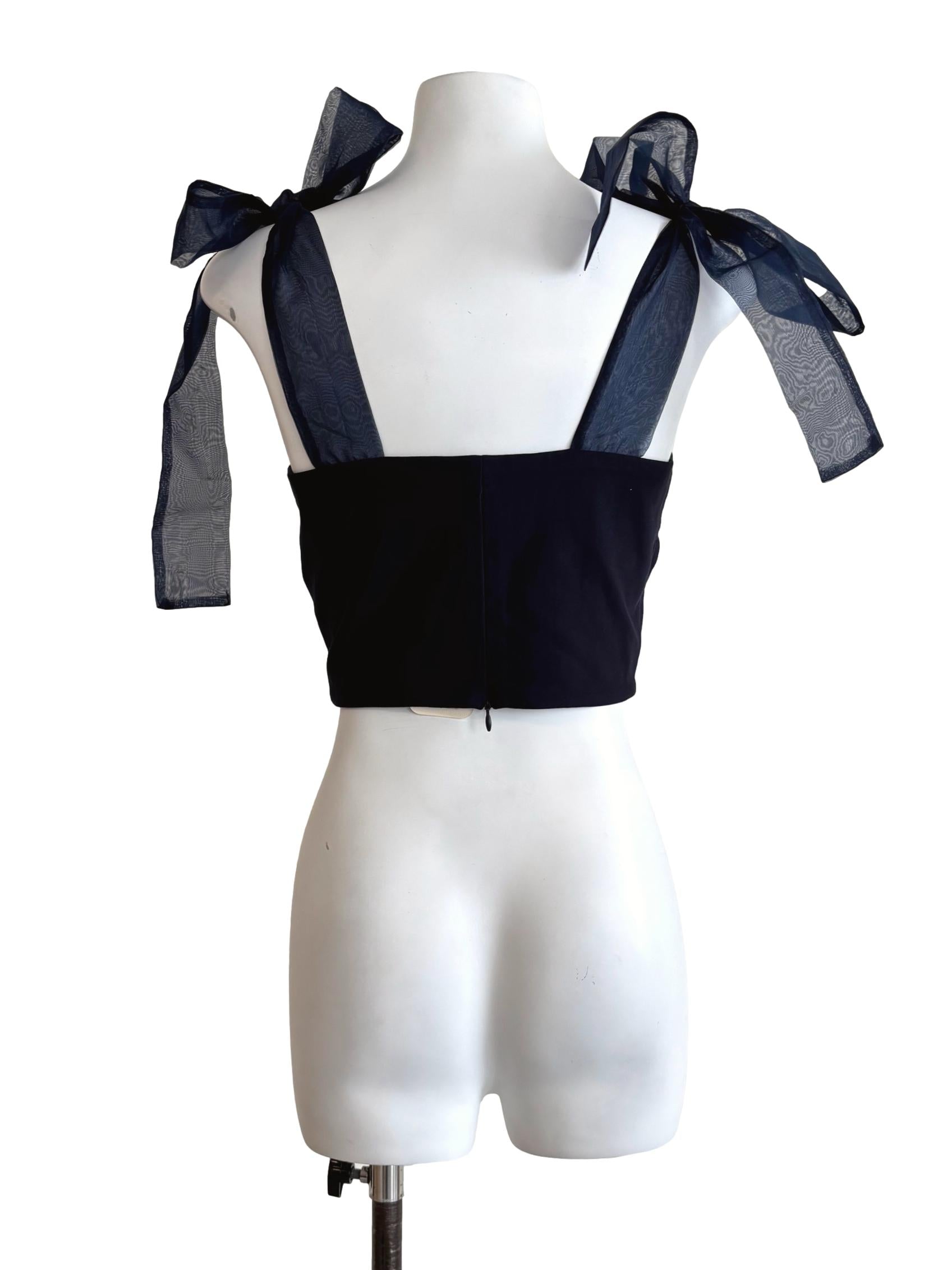 Midnight Blue Ribbon Strap Tube Top