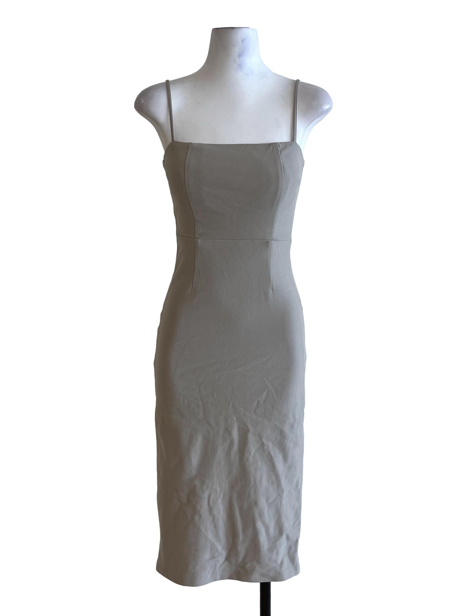 Beige Spaghetti Strap A-Line Dress