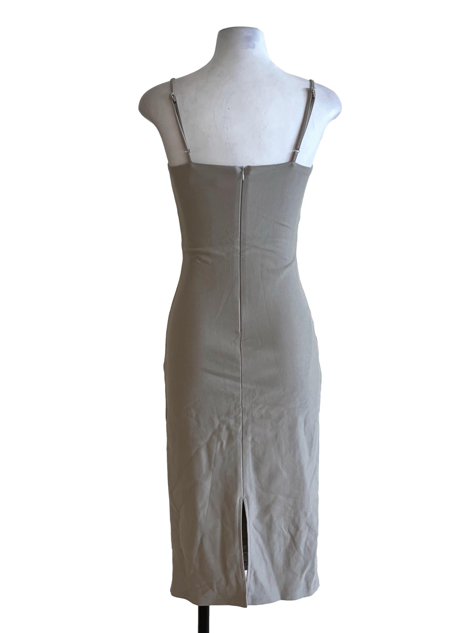 Beige Spaghetti Strap A-Line Dress
