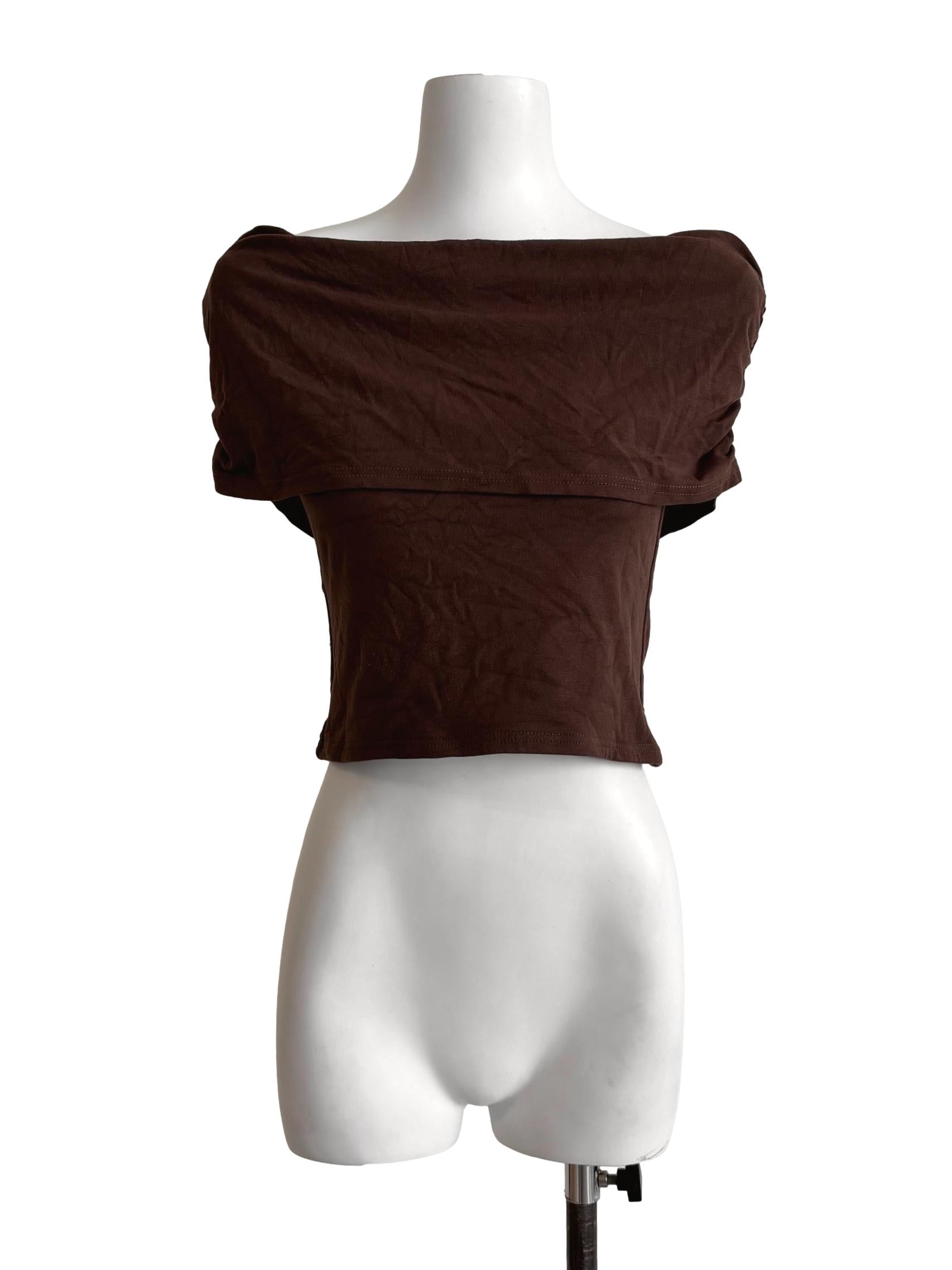 Chocolate Off Shoulder Fitted Top