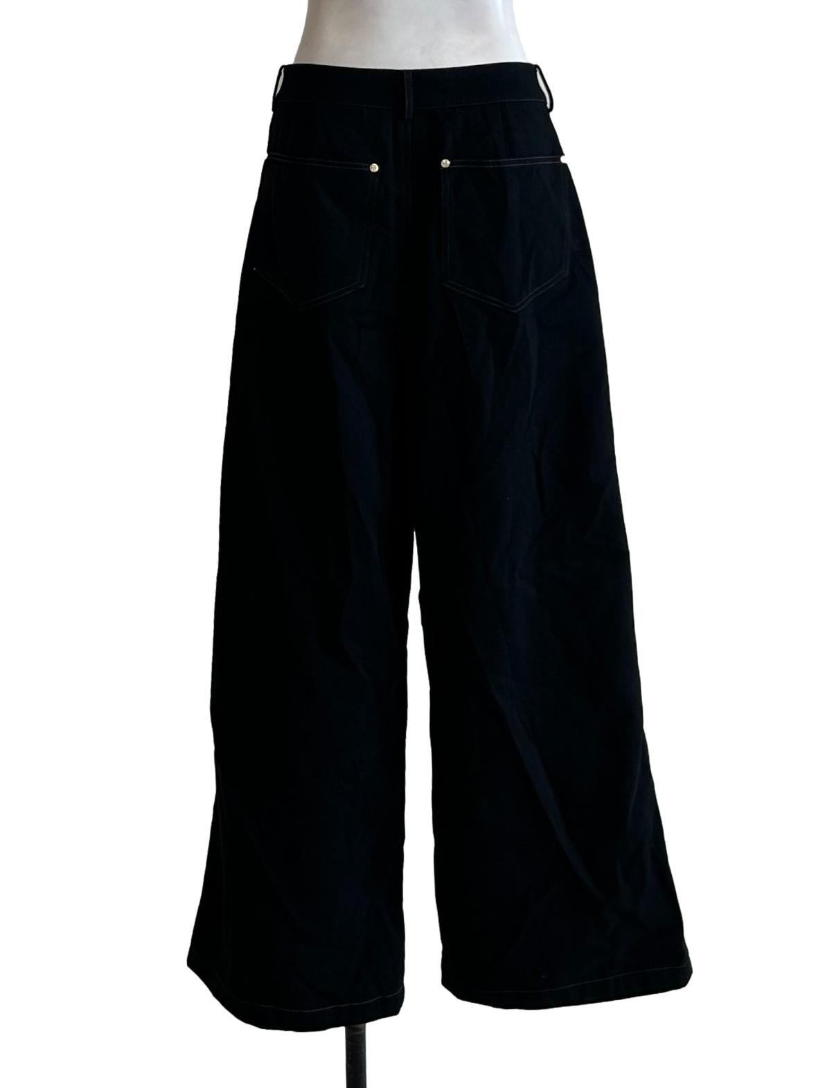 Black Denim And Gold Button Pant