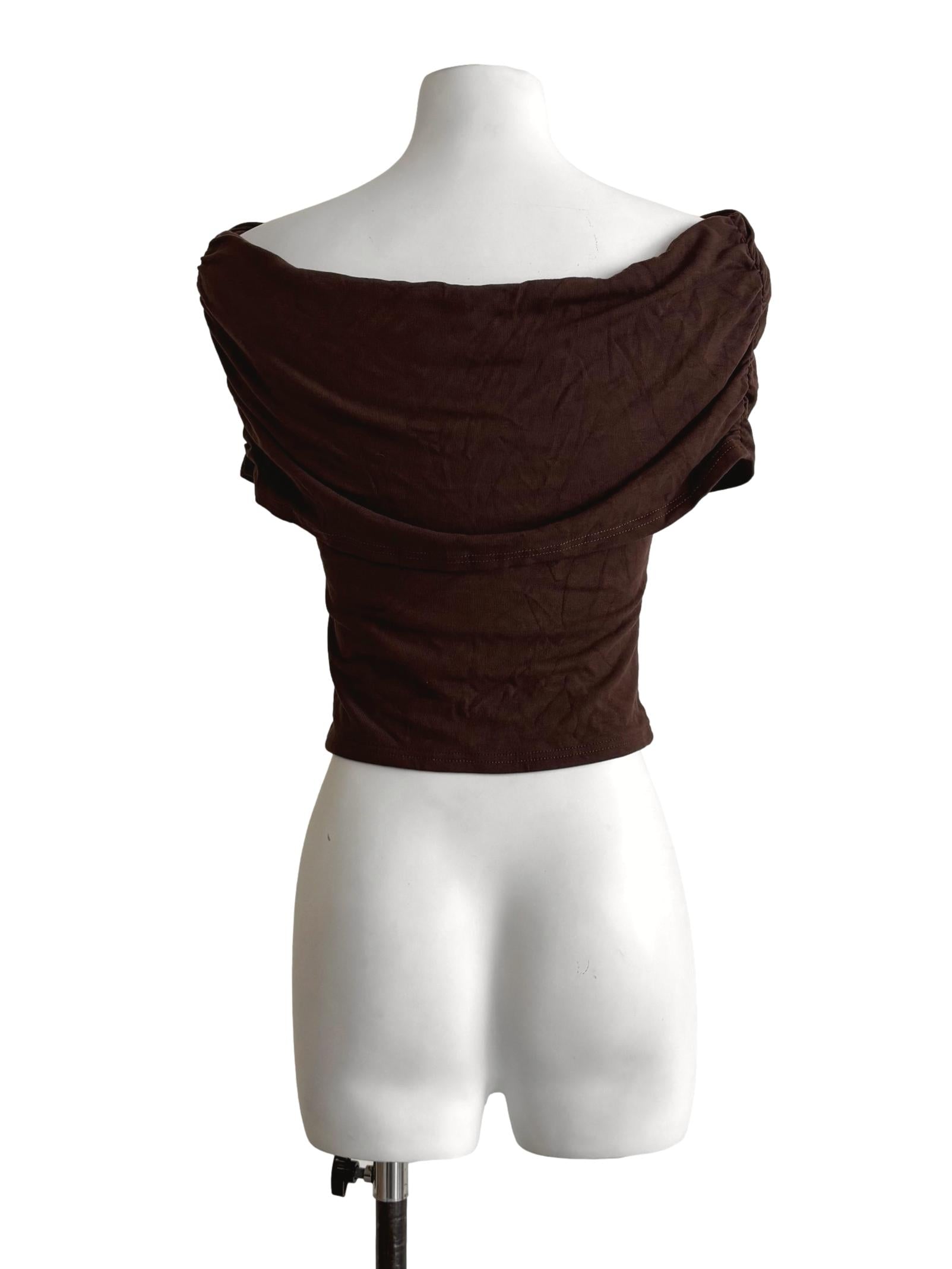Chocolate Off Shoulder Fitted Top