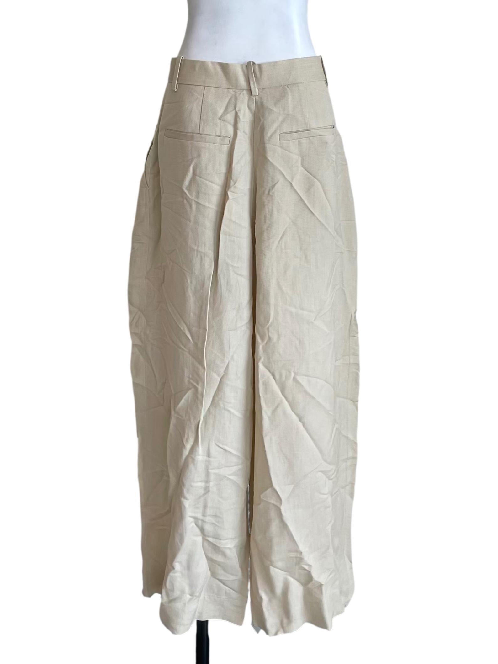 Ivory Pleated Wide Leg Pants
