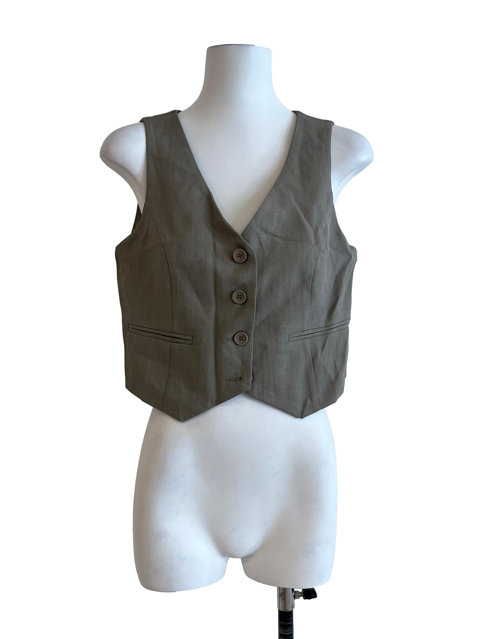 Ash Grey V-Neck Sleeveless Vest
