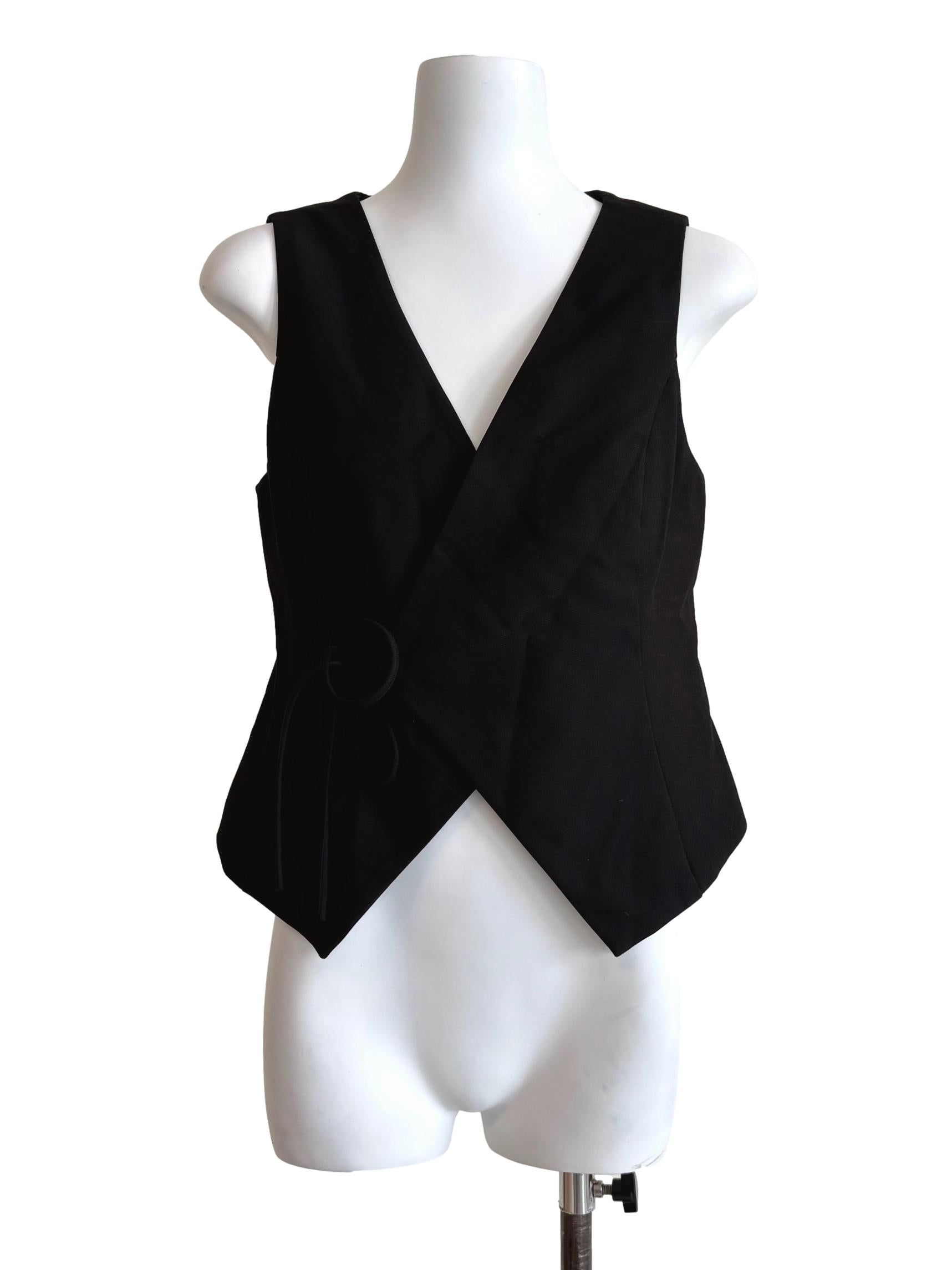 Ink Black Surplice Sleeveless Top
