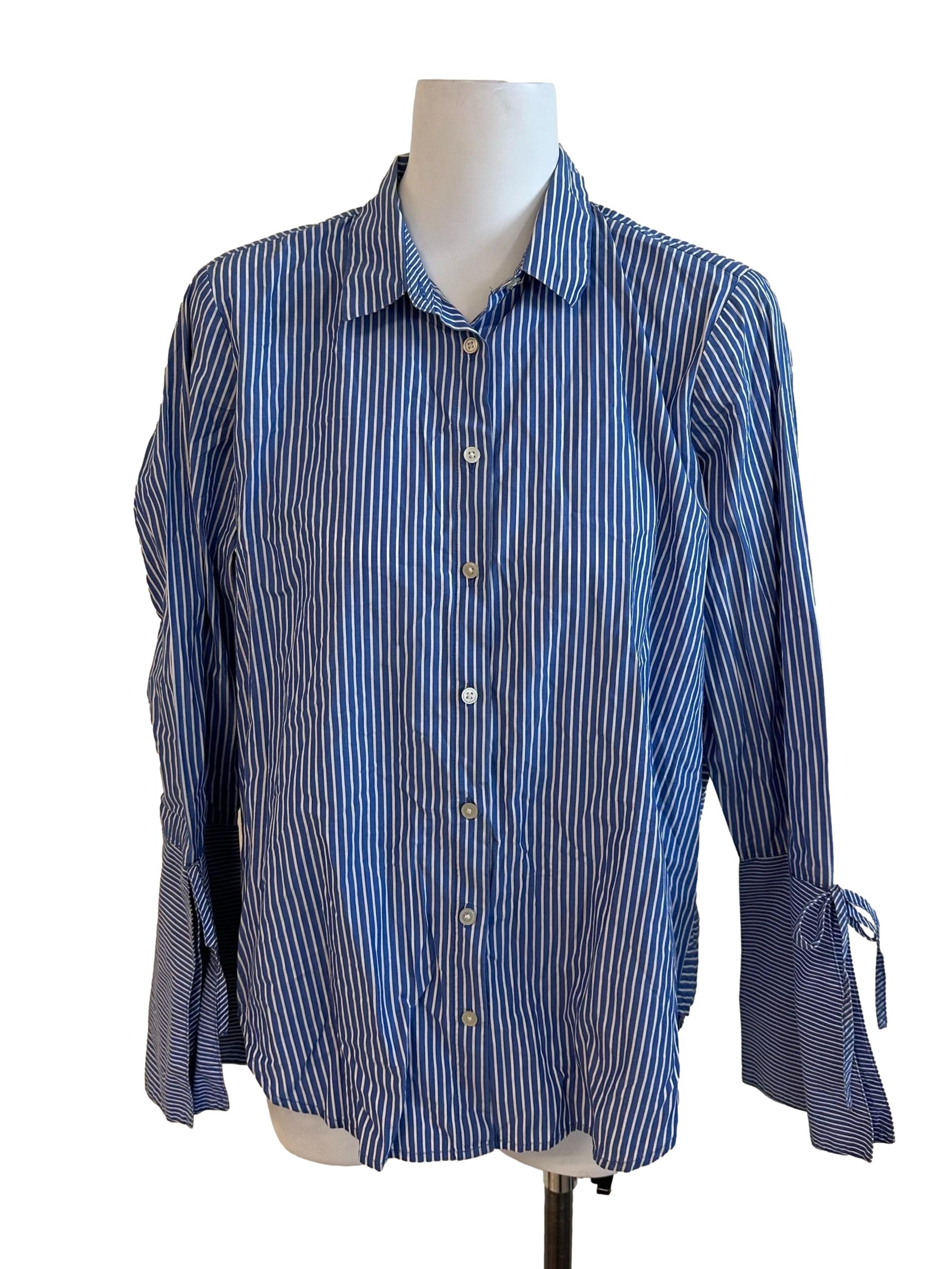 Sky Blue Stripe Collar Top