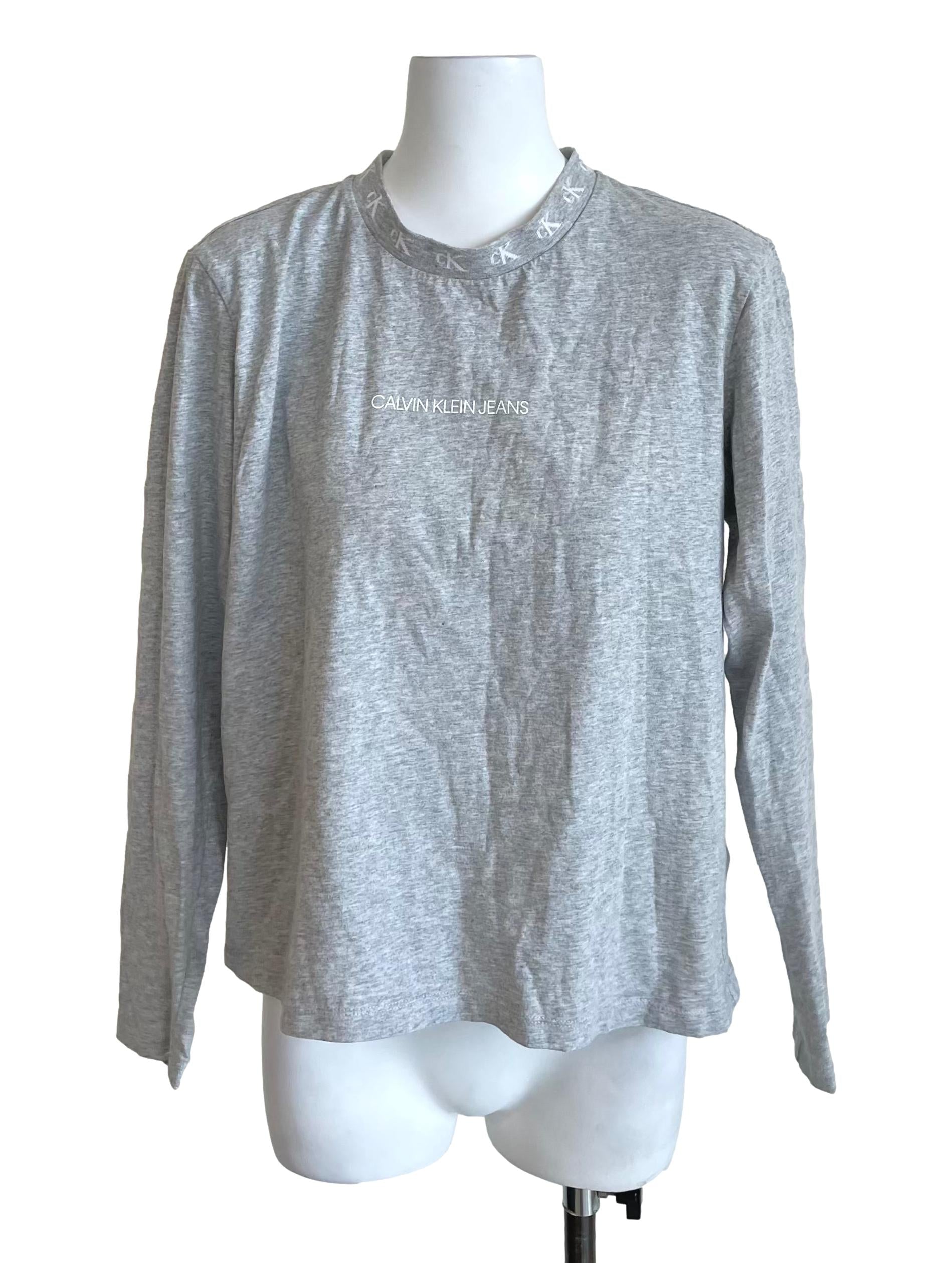 Grey Logo Long Sleeves Top