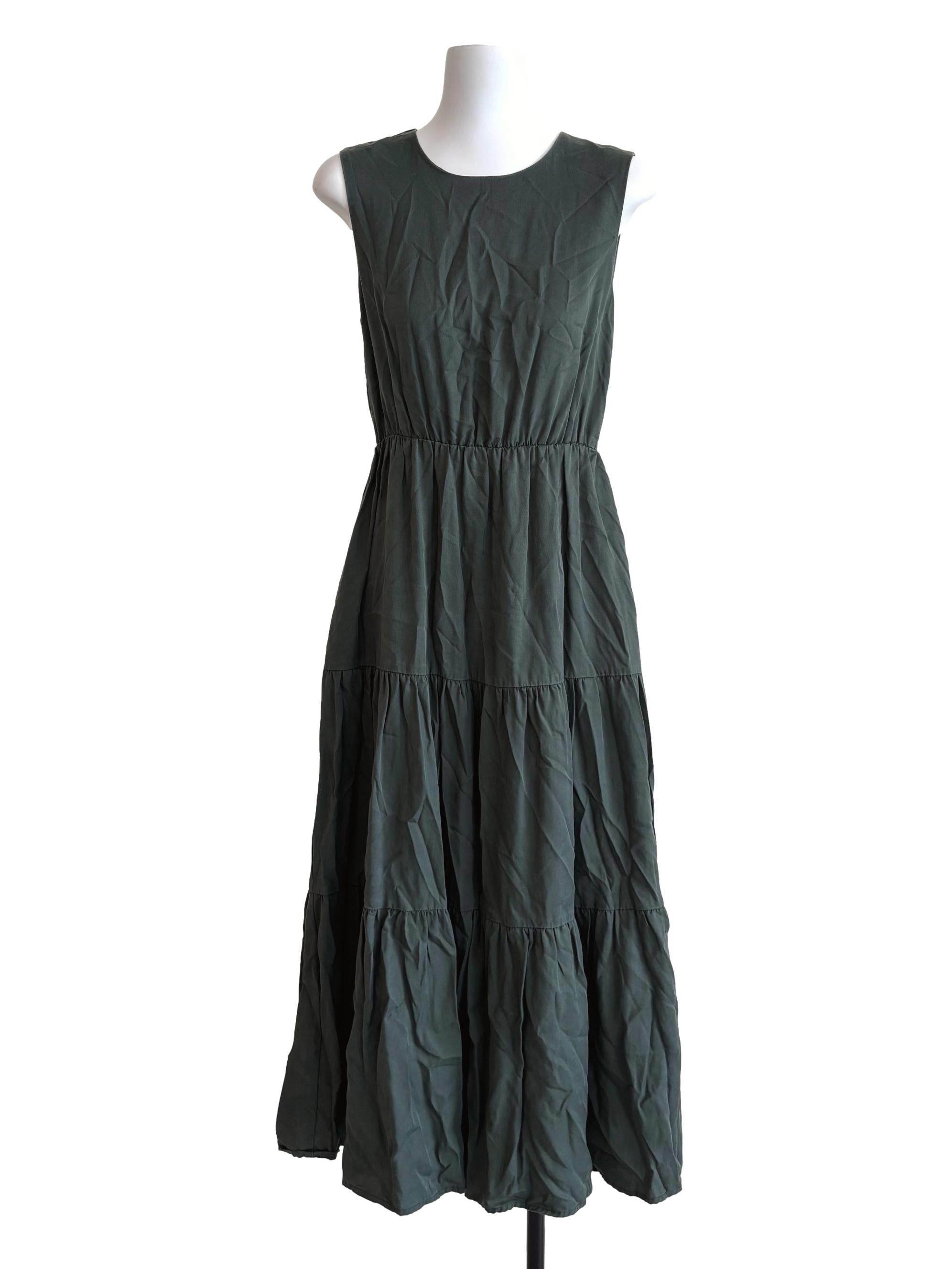 Amazon Green Sleeveless Tier Dress