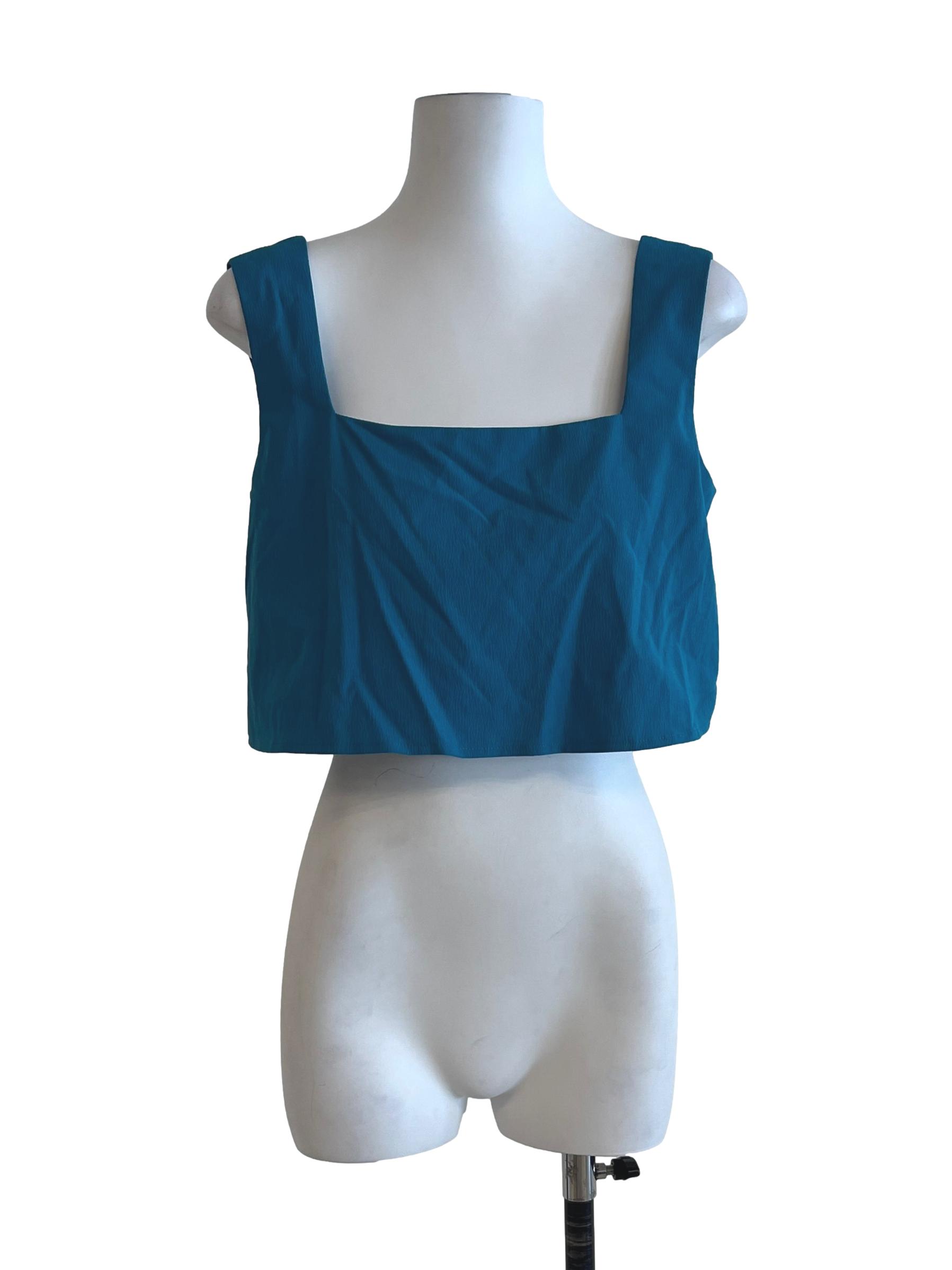 Cerulean Blue Square Sleeveless Top