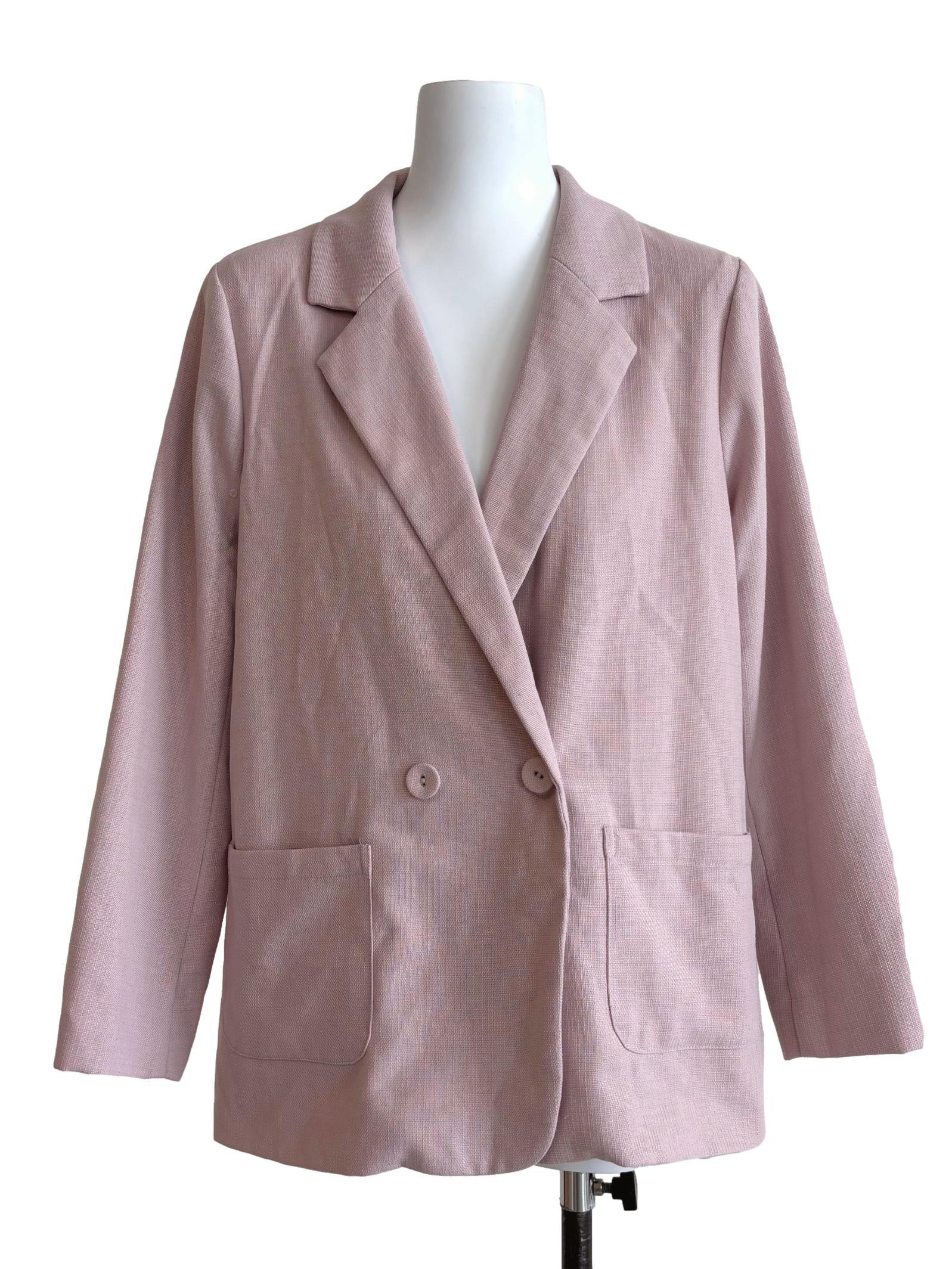 Crepe Pink Double Breasted Blazer