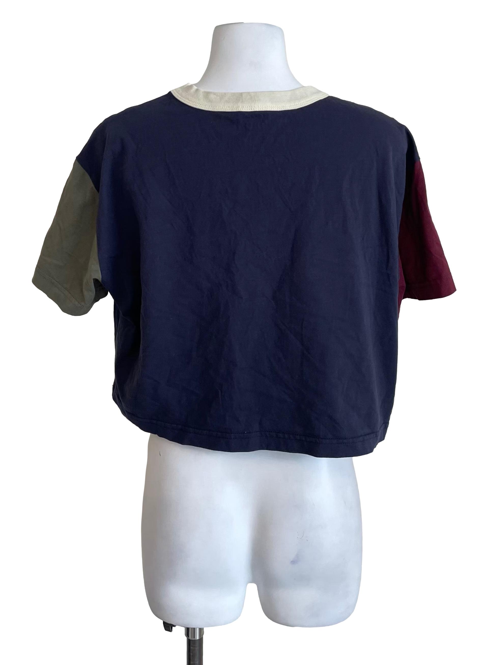 Navy Contrast Crop Tee