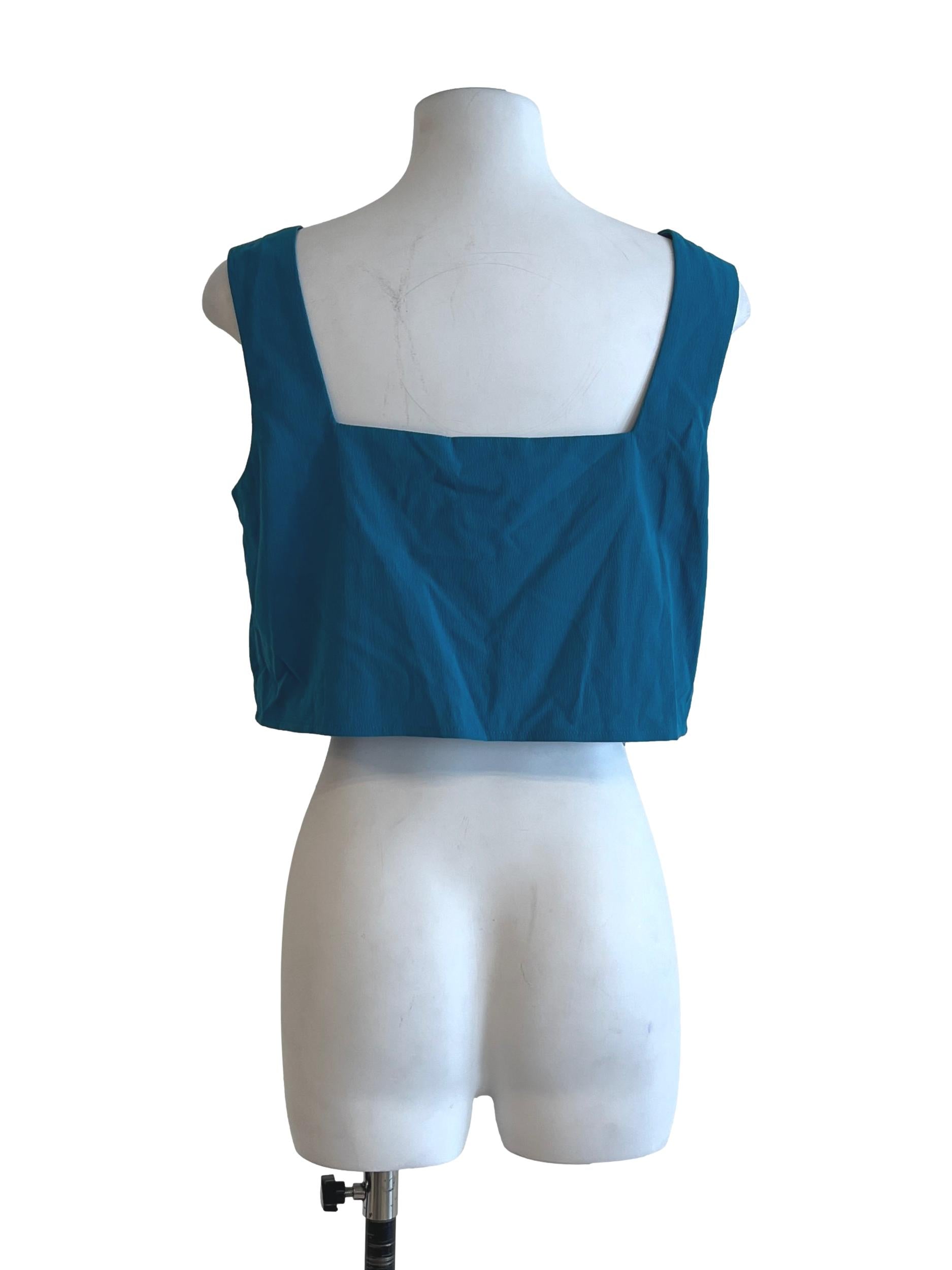 Cerulean Blue Square Sleeveless Top