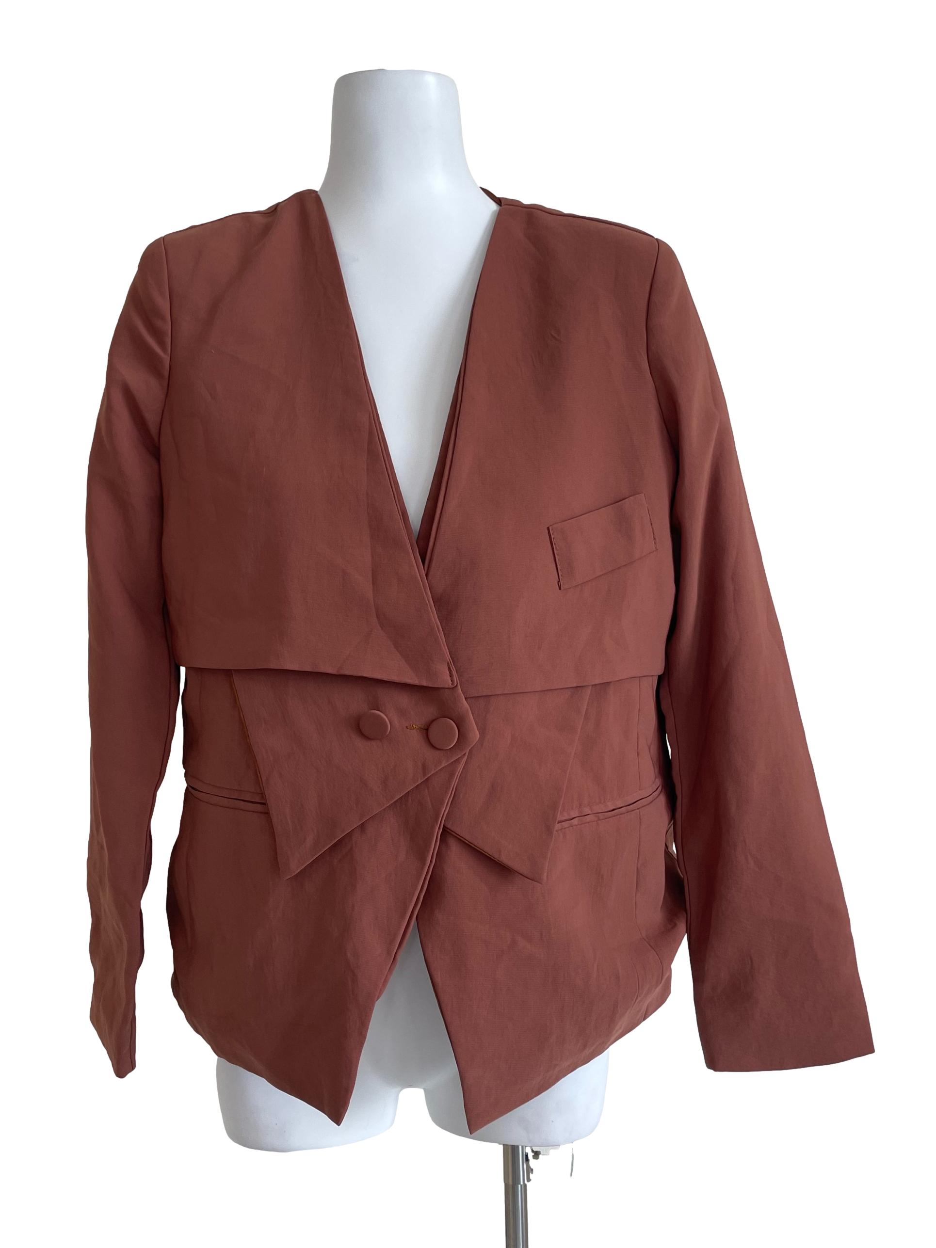 Brown Shawl Lapel Blazer