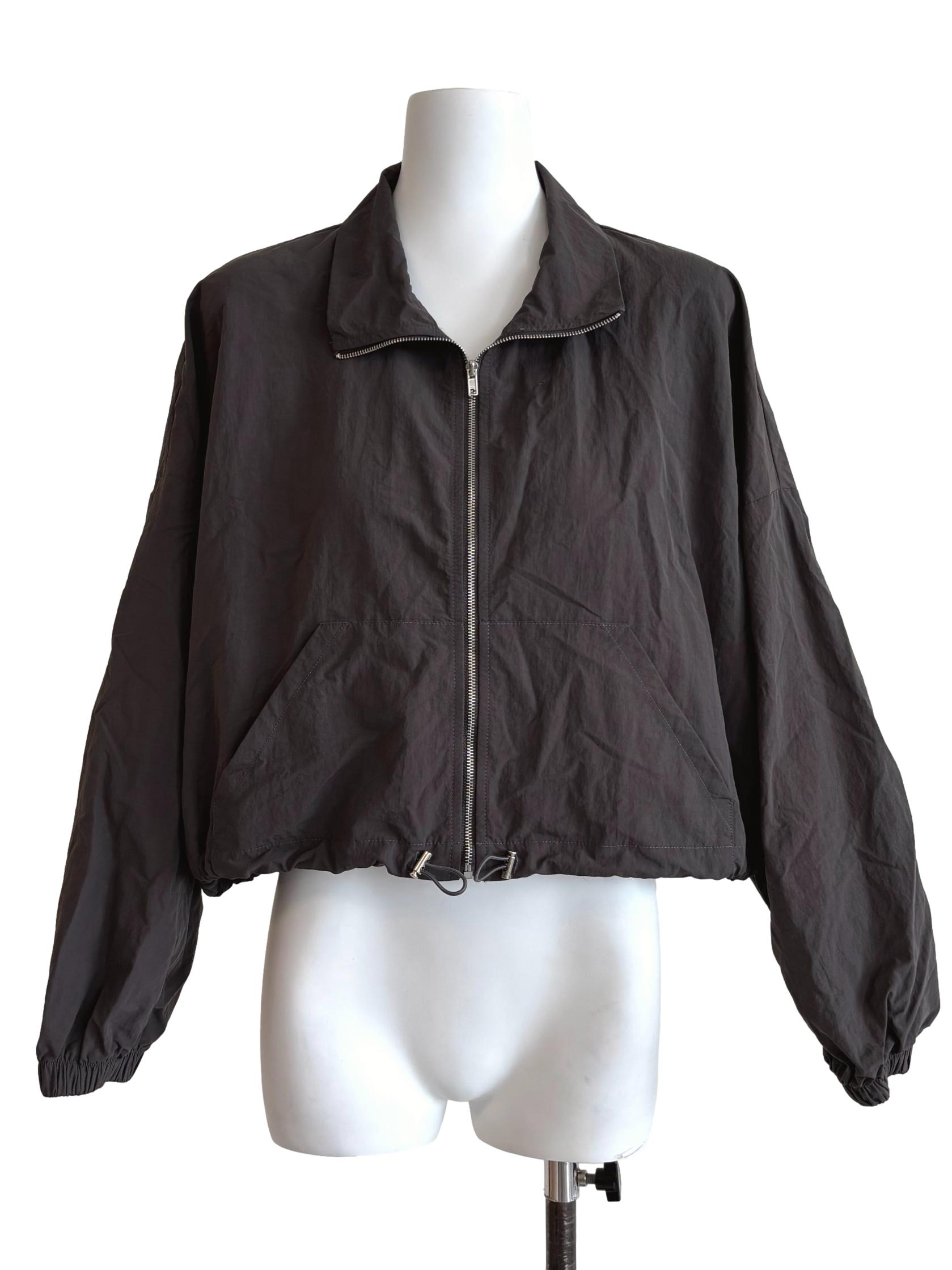 Ebony Grey Zip Up Nylon Jacket