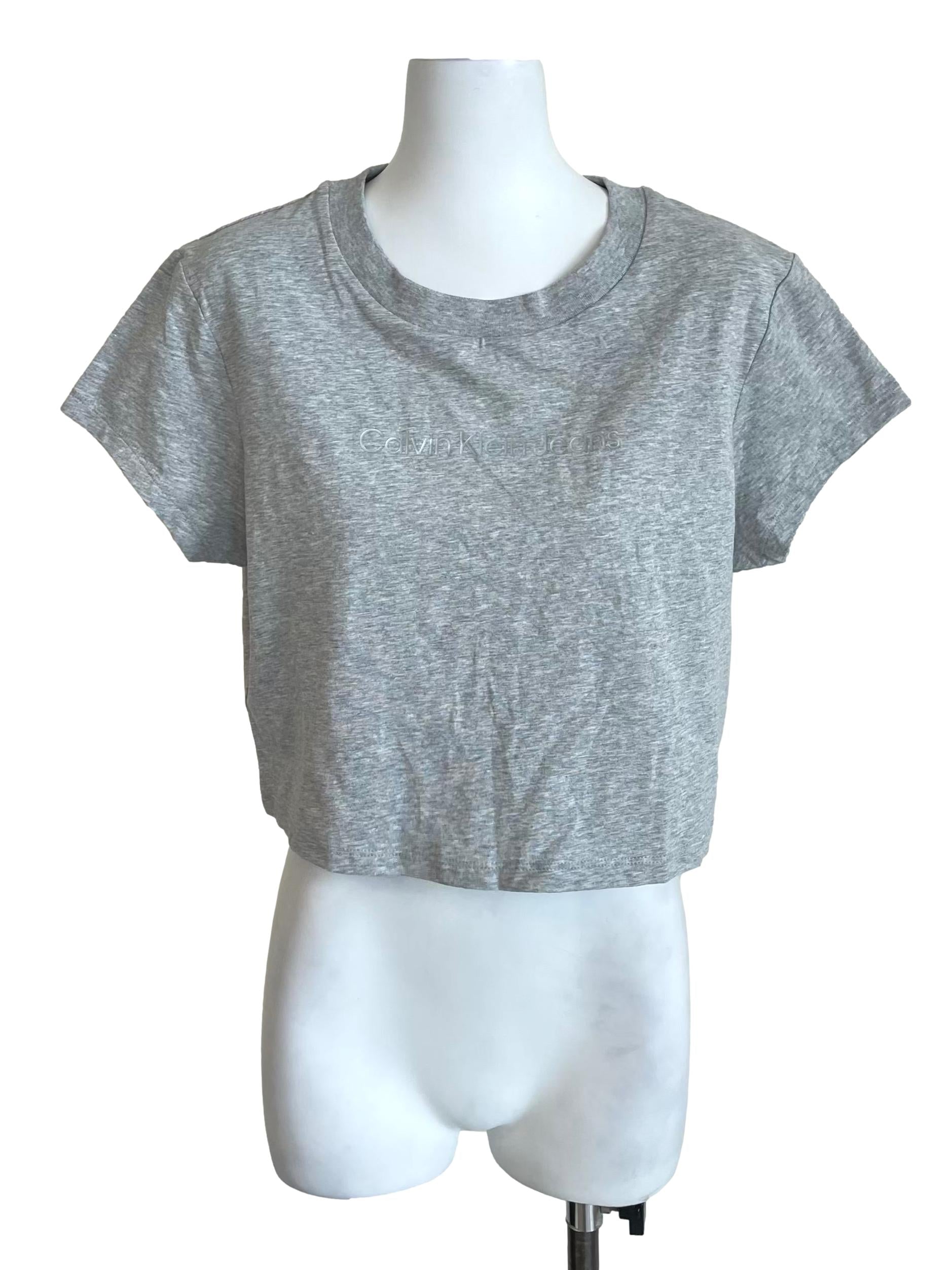Grey Logo Crop Tee