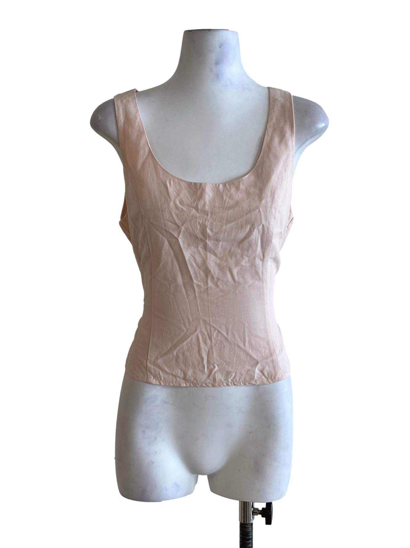 Peach Pink Scoop Neckline Sleeveless Top TEM