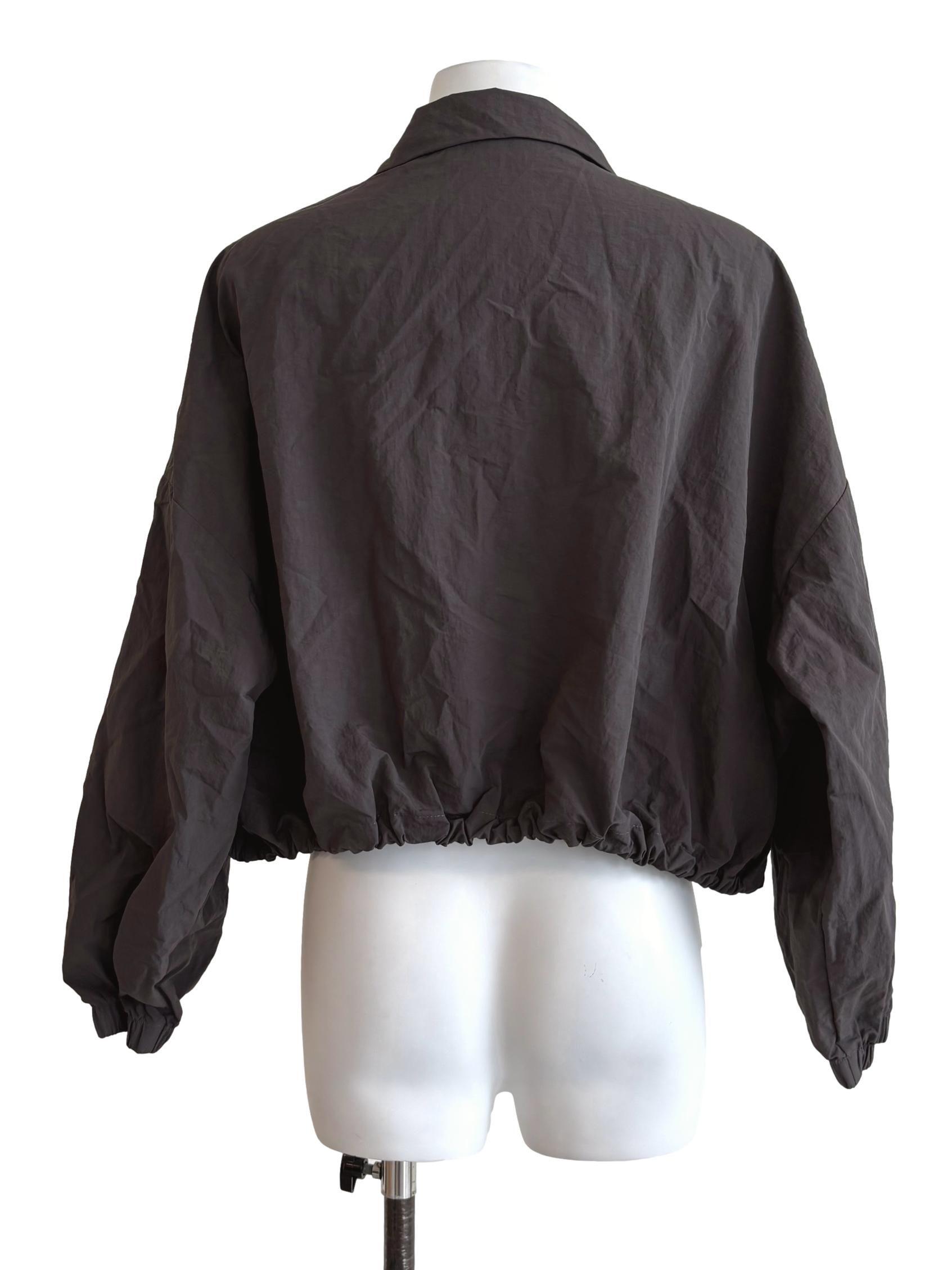 Ebony Grey Zip Up Nylon Jacket
