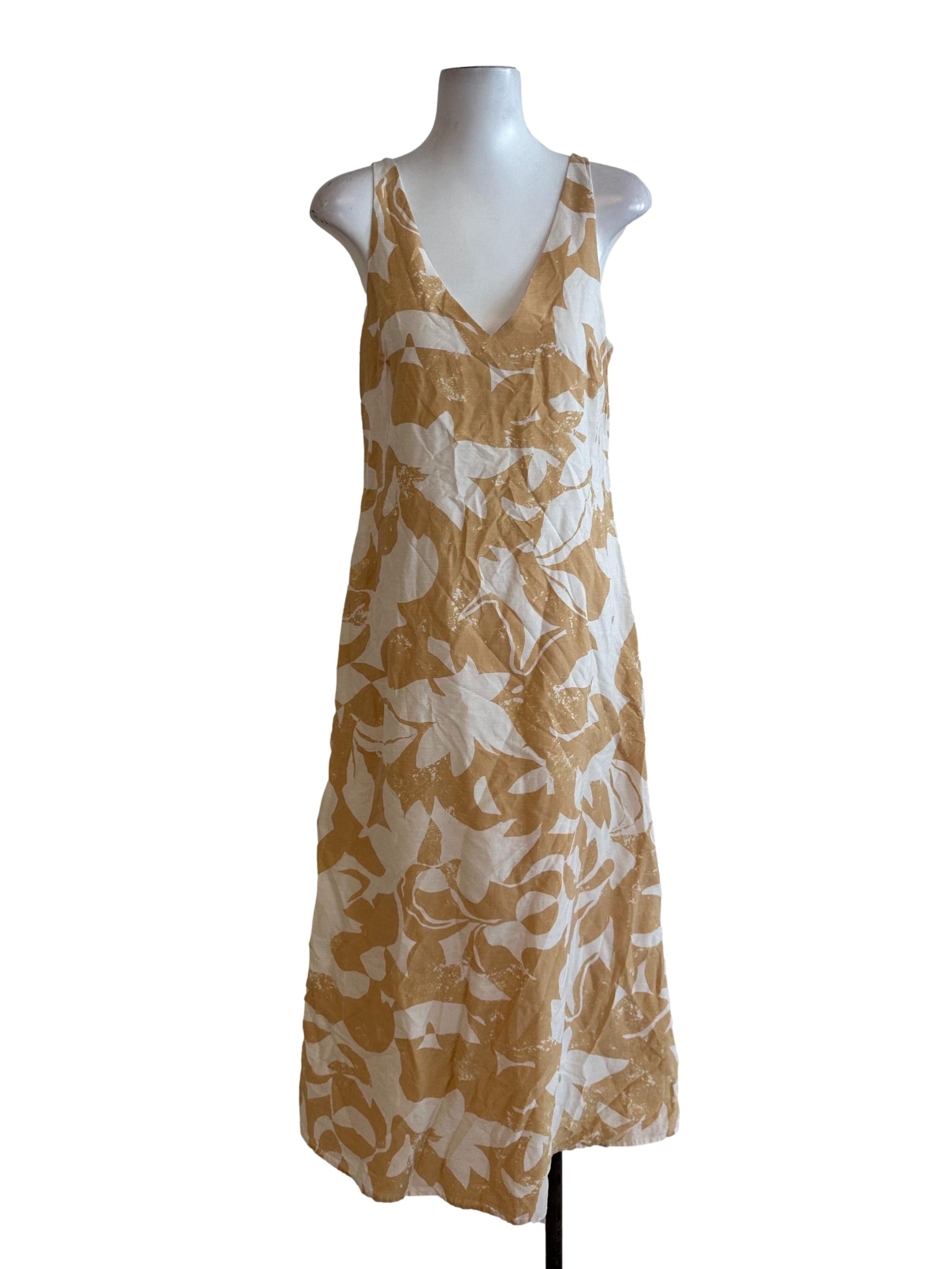 Butter Yellow V Neck Pattern Dress
