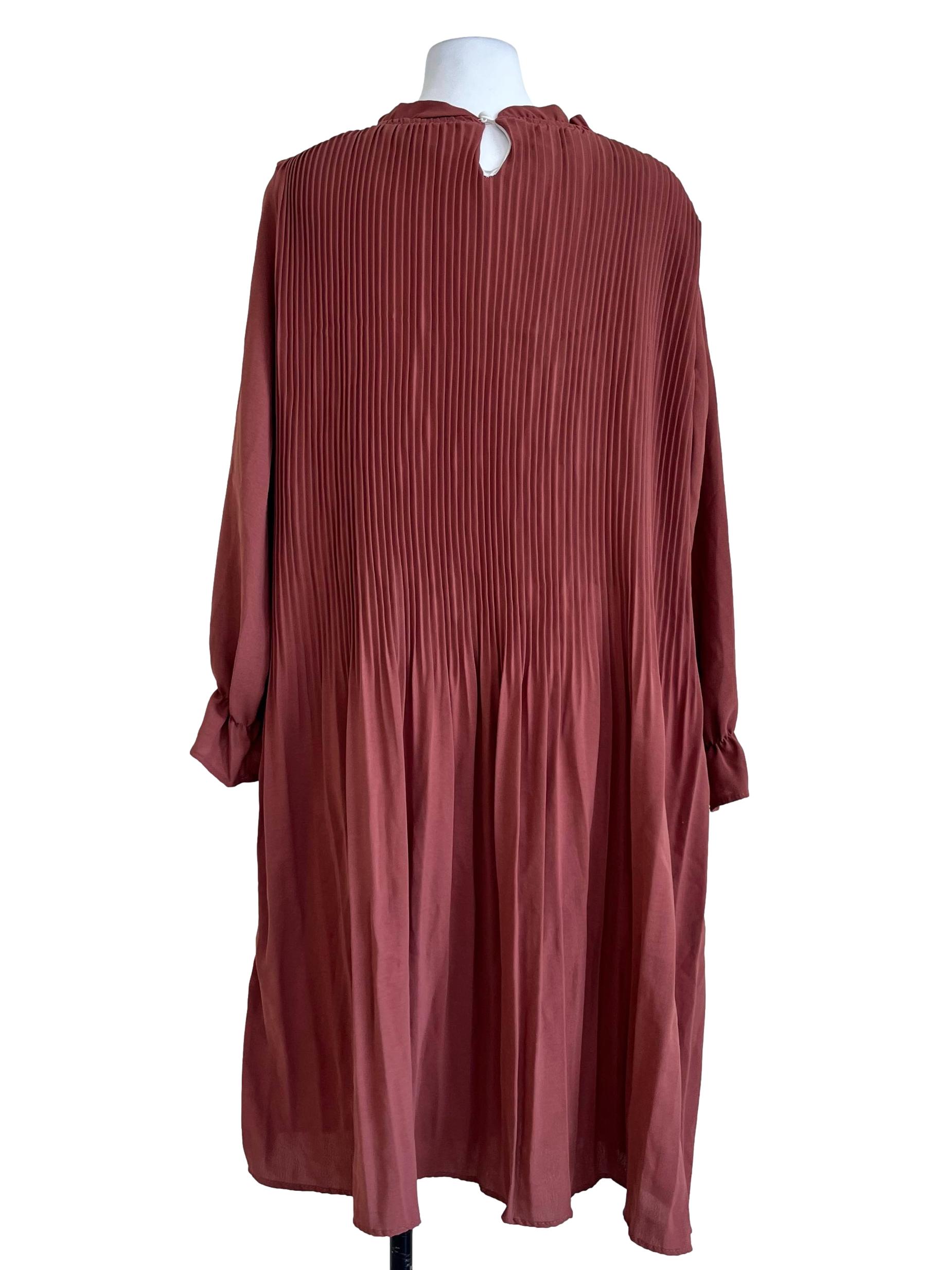 Pink Plain Long Sleeves Dress