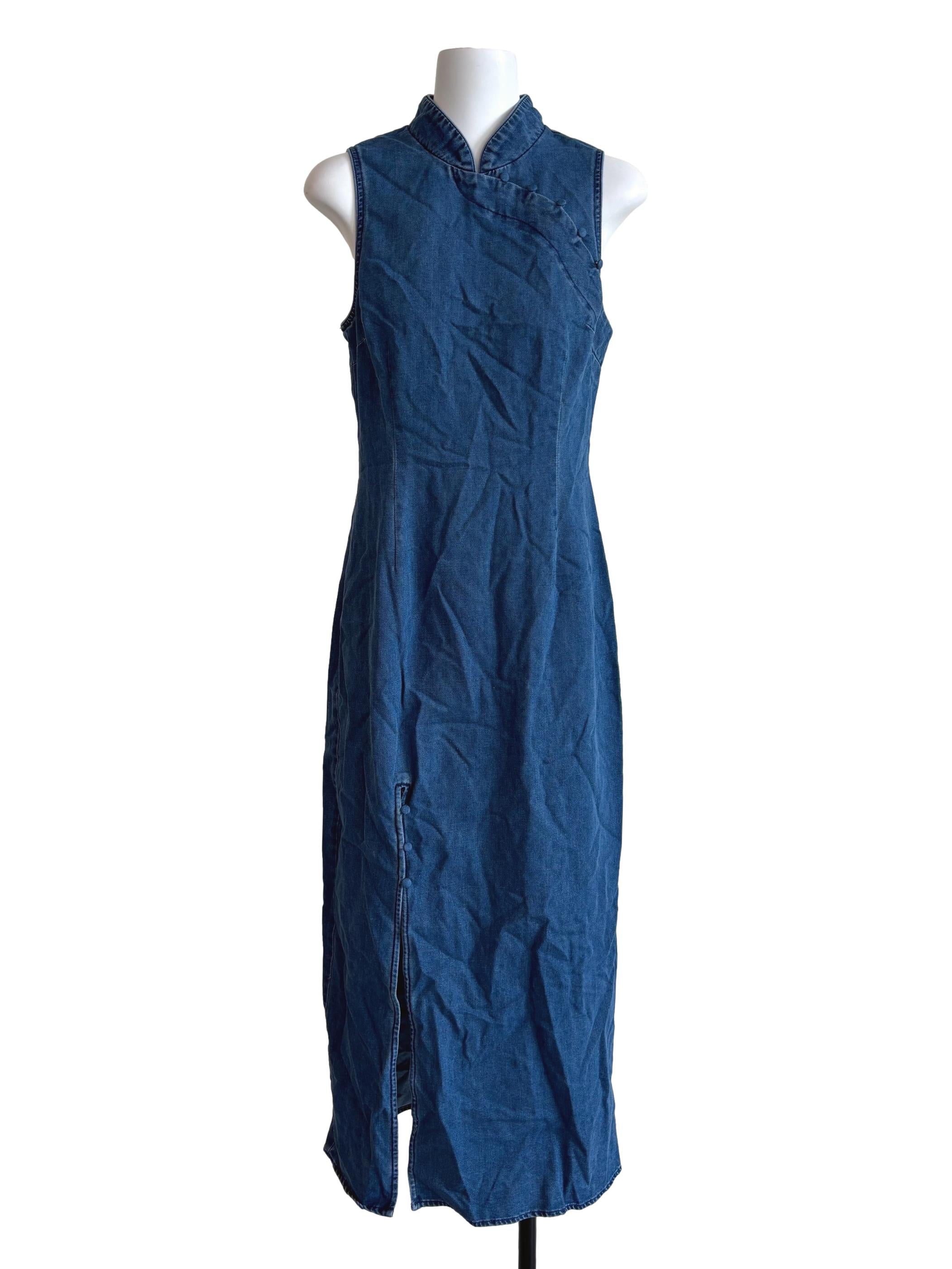 Blue Cheongsam Inspired Denim Dress LB