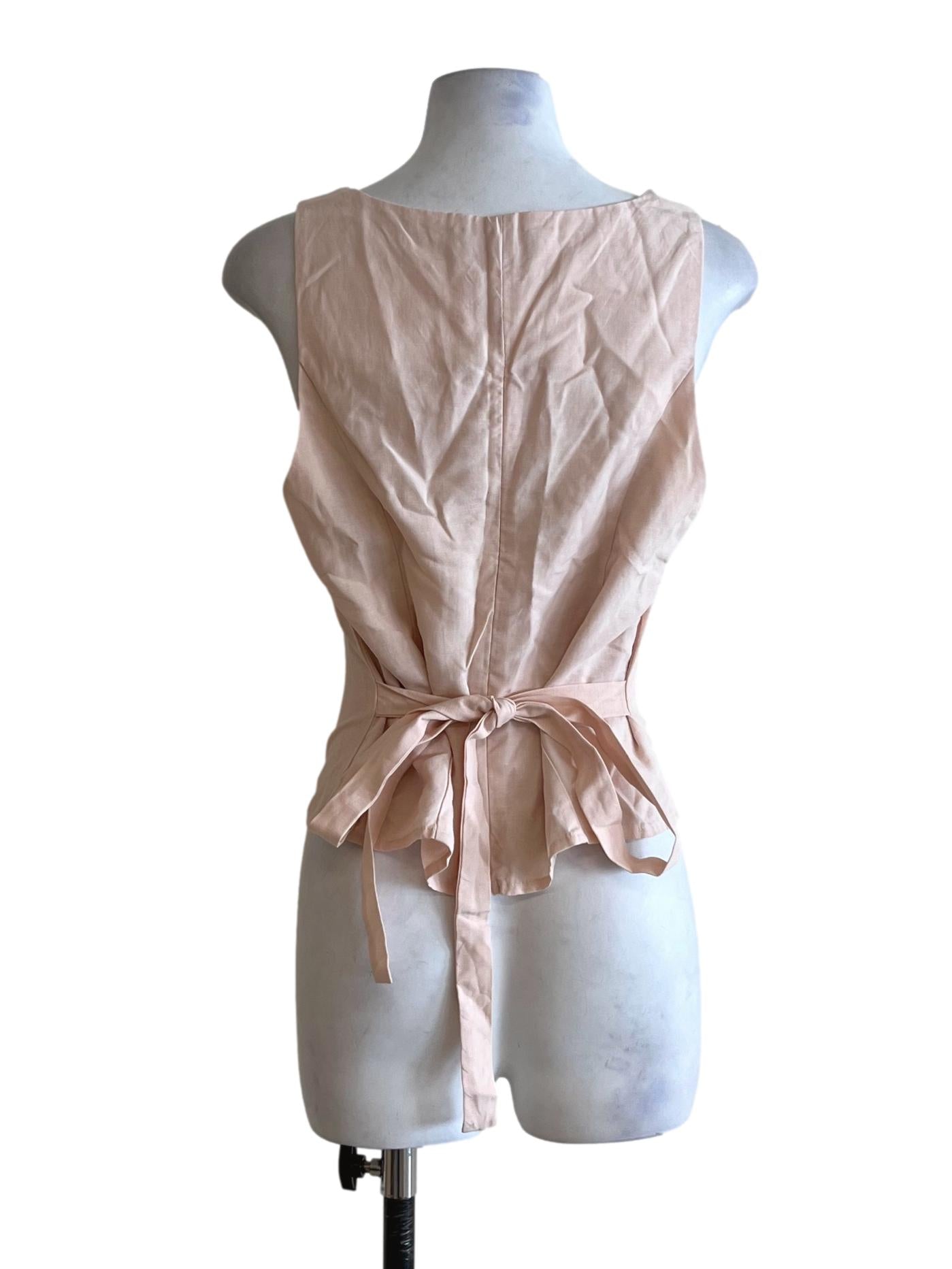 Peach Pink Scoop Neckline Sleeveless Top TEM
