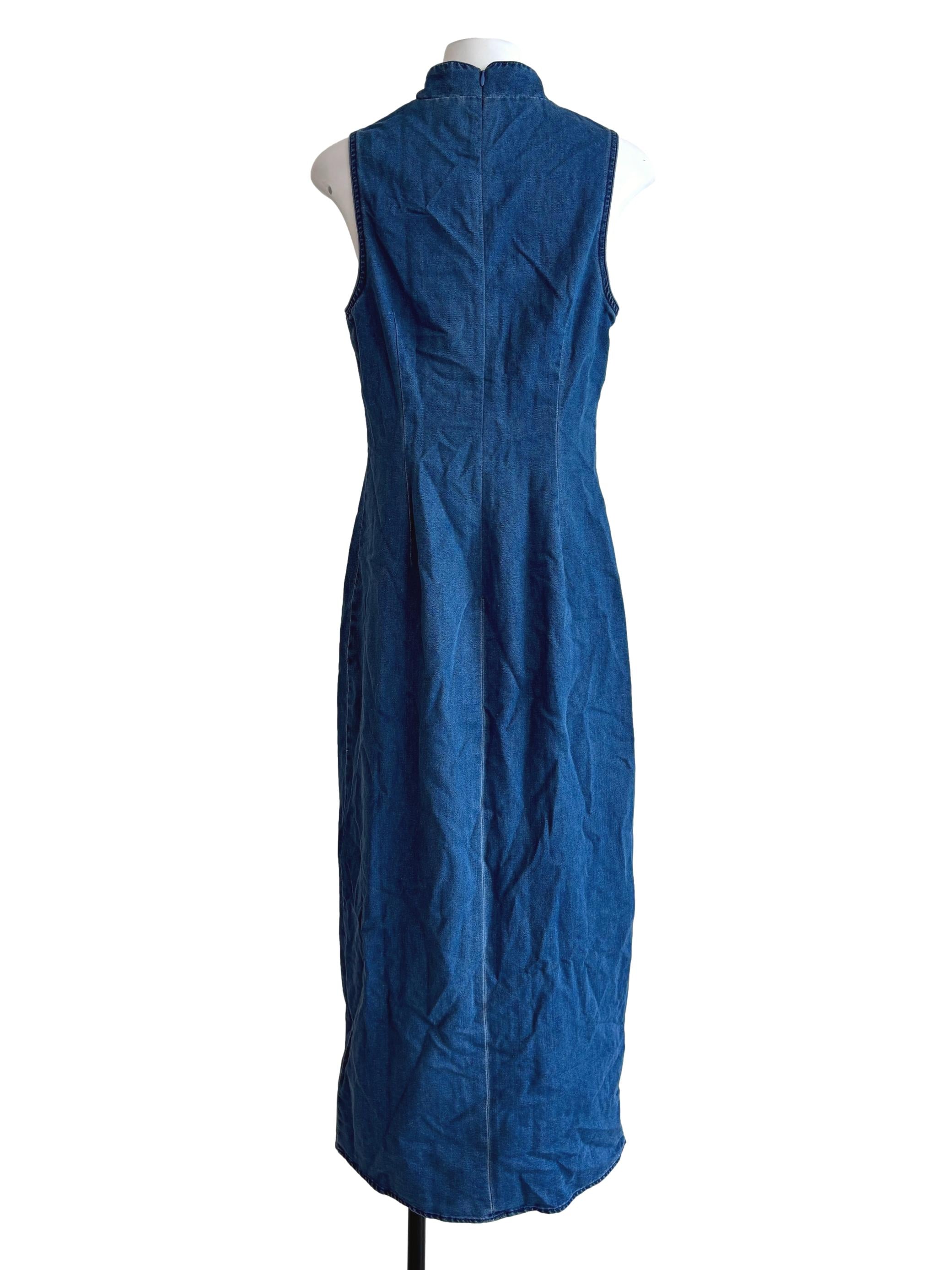Blue Cheongsam Inspired Denim Dress LB