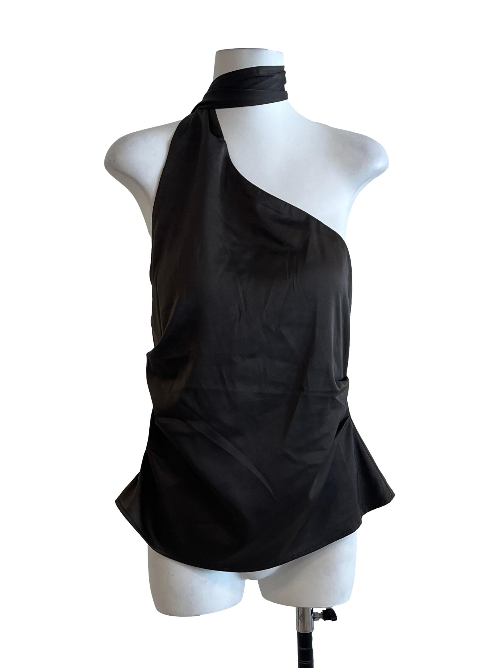 Coffee Brown Asymmetrical Shoulder Sleeveless Top