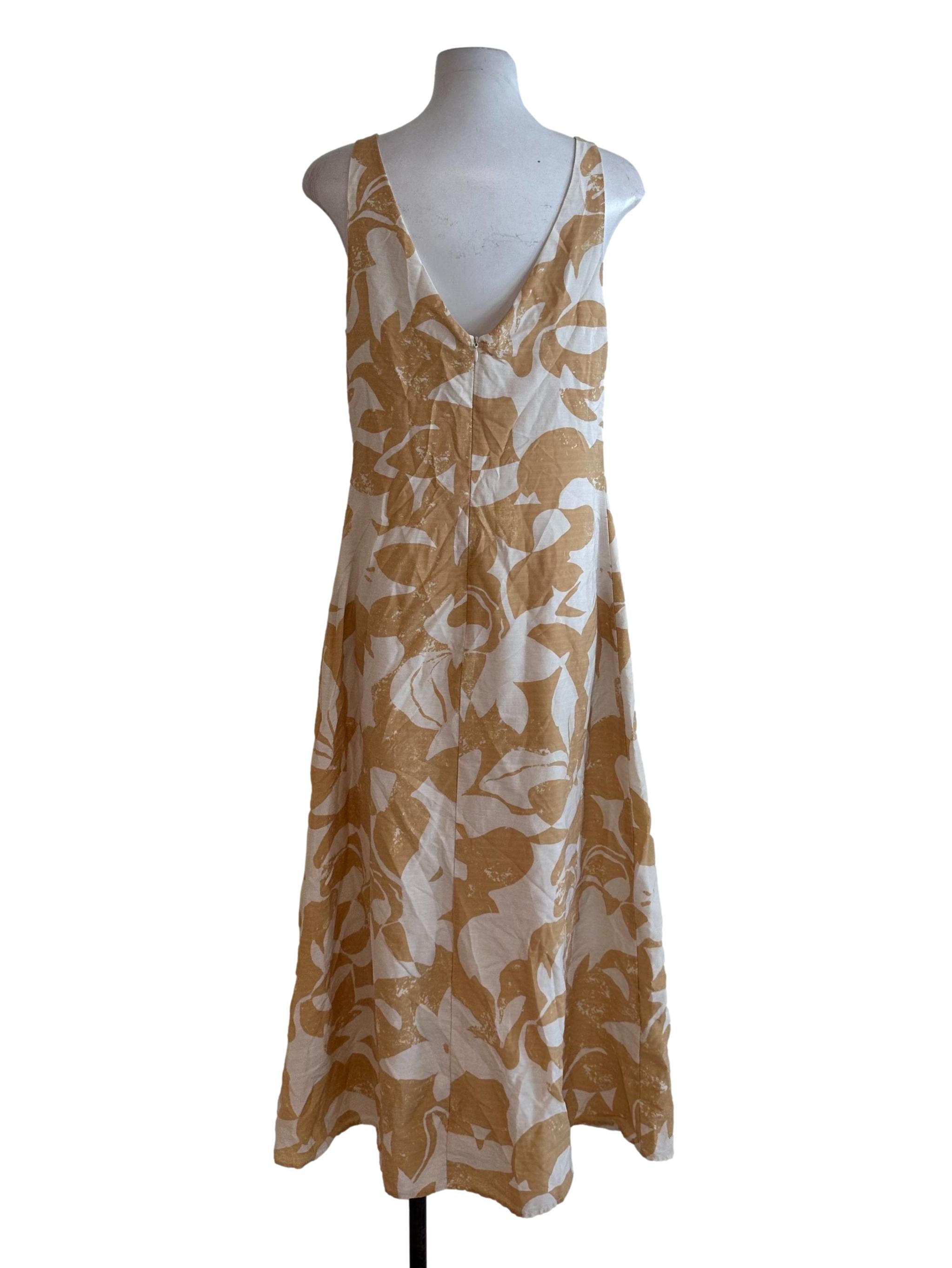 Butter Yellow V Neck Pattern Dress