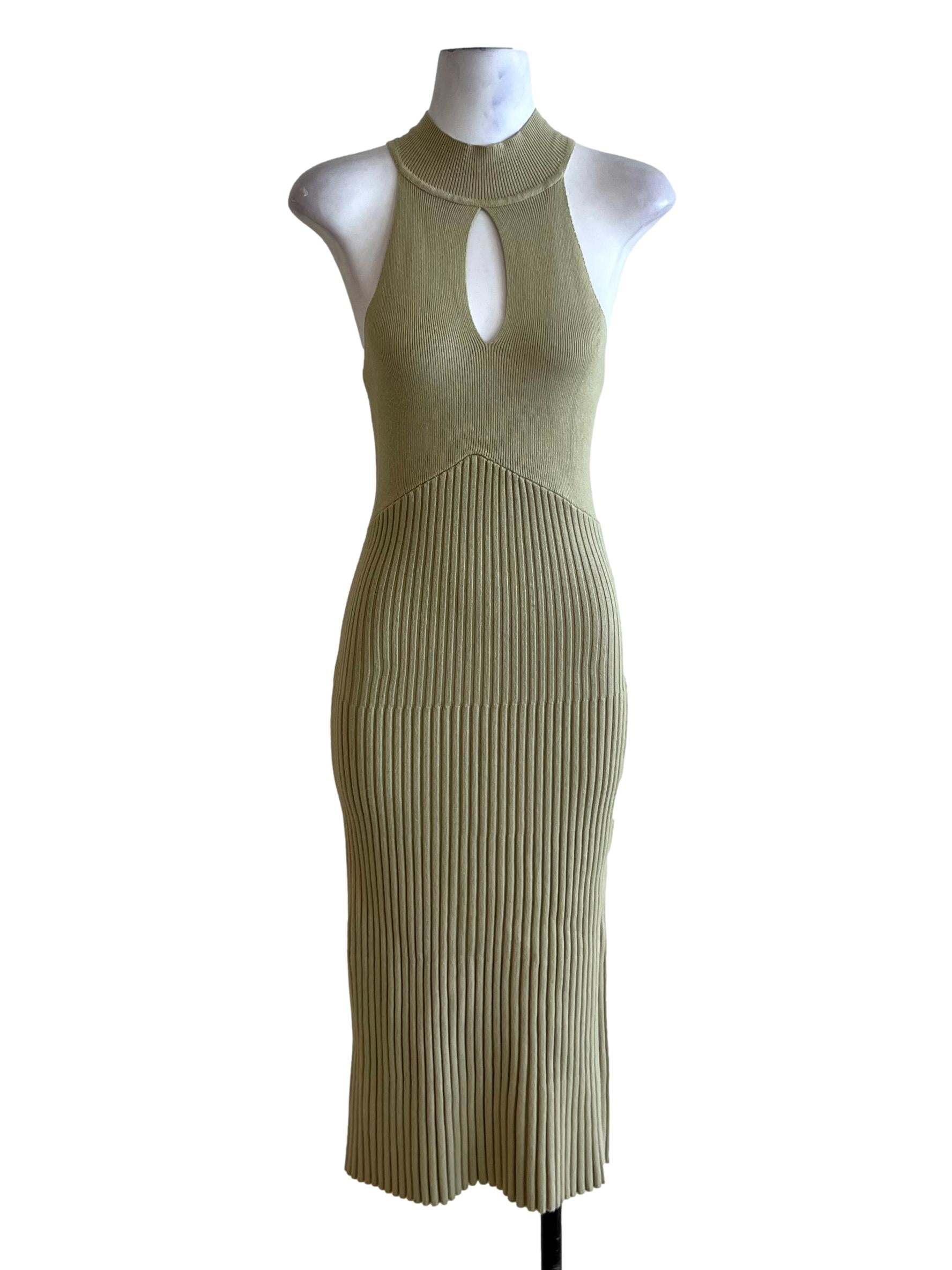 Olive Green Bengal Stripe Sheath Dress