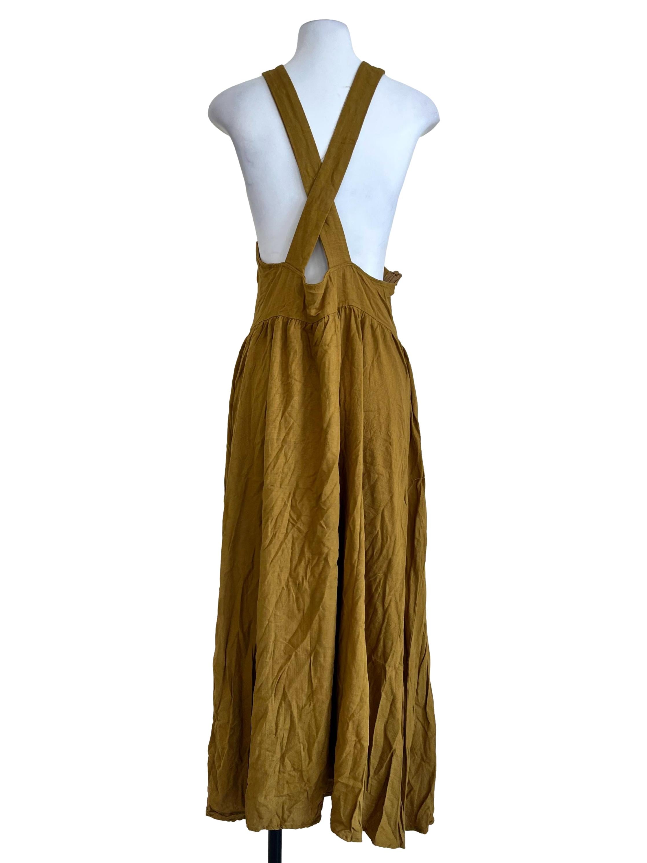 Dark Yellow Plain Unlined Dress