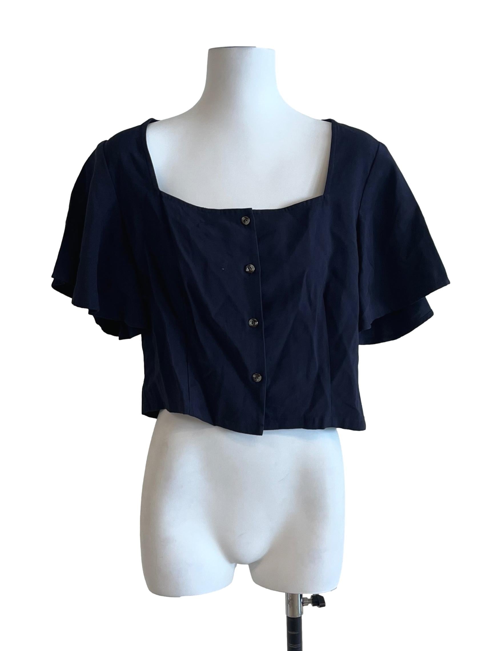 Midnight Blue Square Neck Cropped Top
