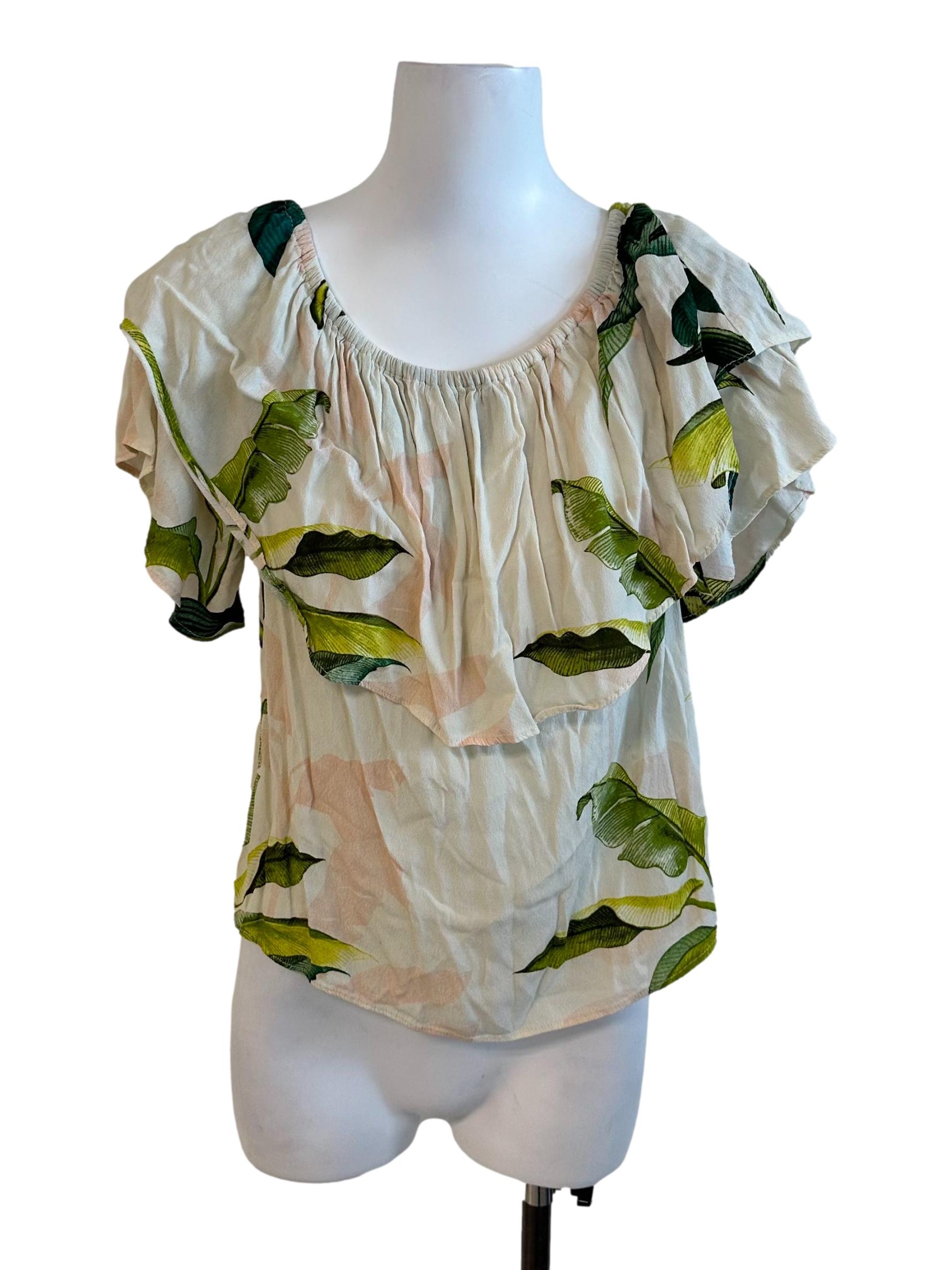 Cream Tropical Pattern Cape Top