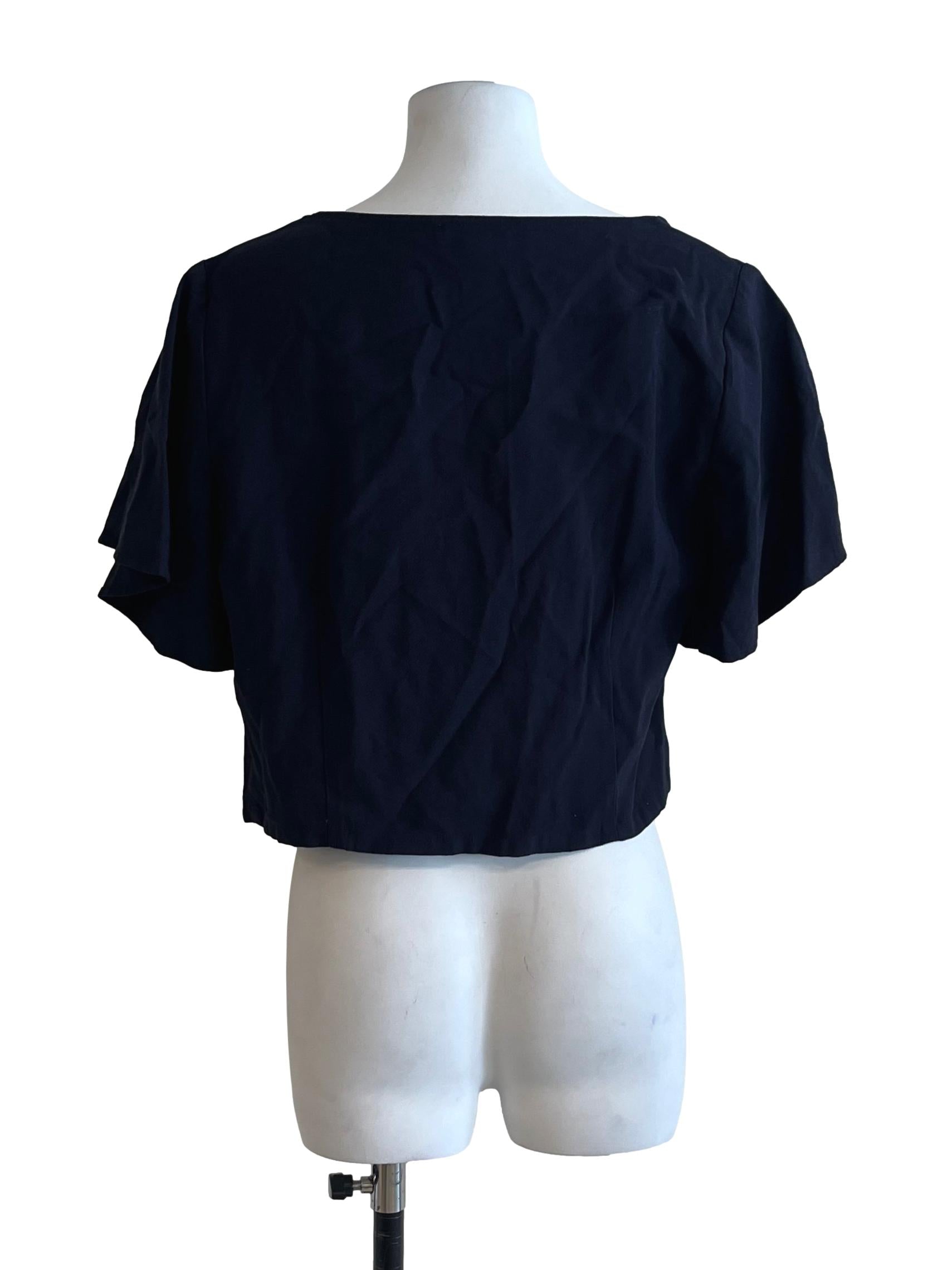 Midnight Blue Square Neck Cropped Top