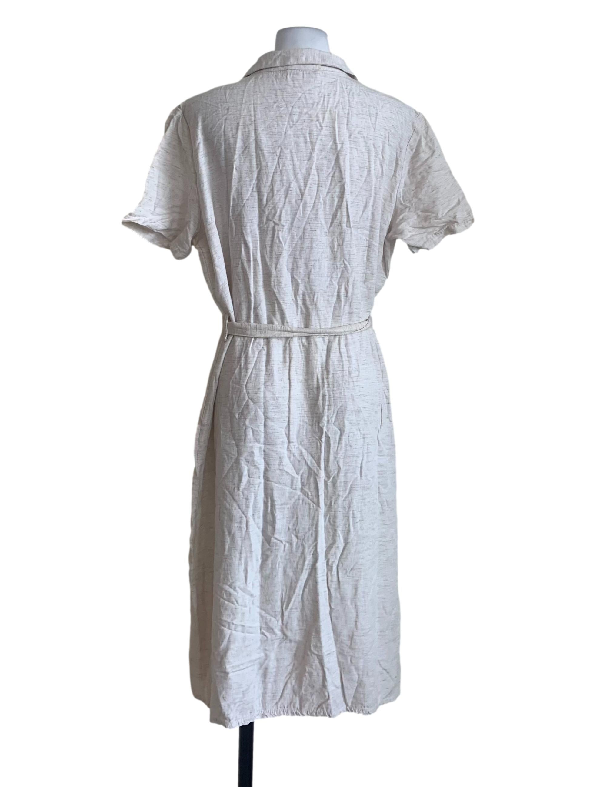 Off White Patterned Dress With Belt