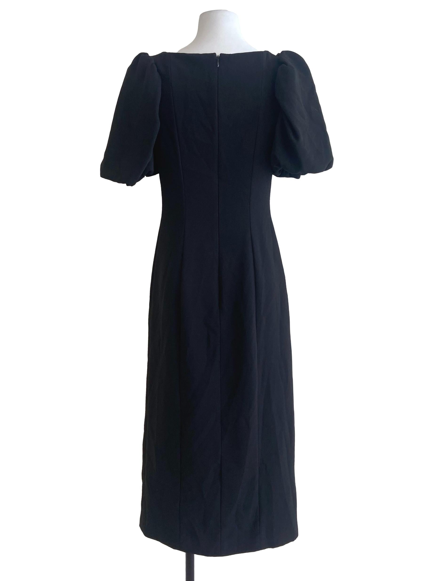 Black Square Neck Slit Shift Dress